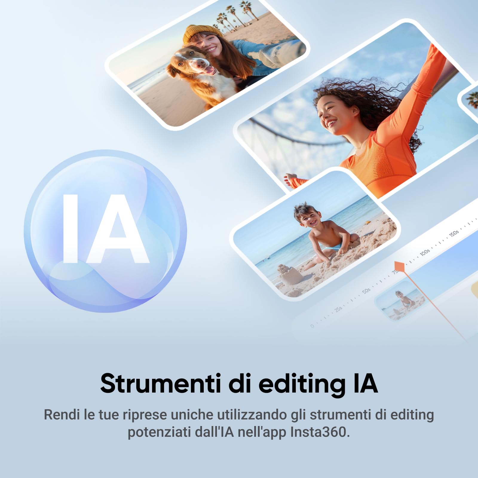 Insta360 Flow 2 Grigio: Gimbal Pieghevole IA per Smartphone, Tracciamento IA e di Gruppo, Treppiede/Selfie Stick Integrato, Controllo Remoto, Stabilizzatore iPhone/Android, Viaggi & Vlog