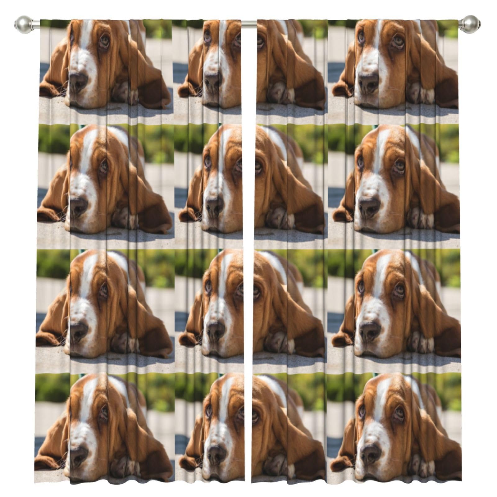 InOmak Basset Hound, 2 Panels Window Curtains 52 x 84 Inch Blackout Curtains for Living Room Bedroom