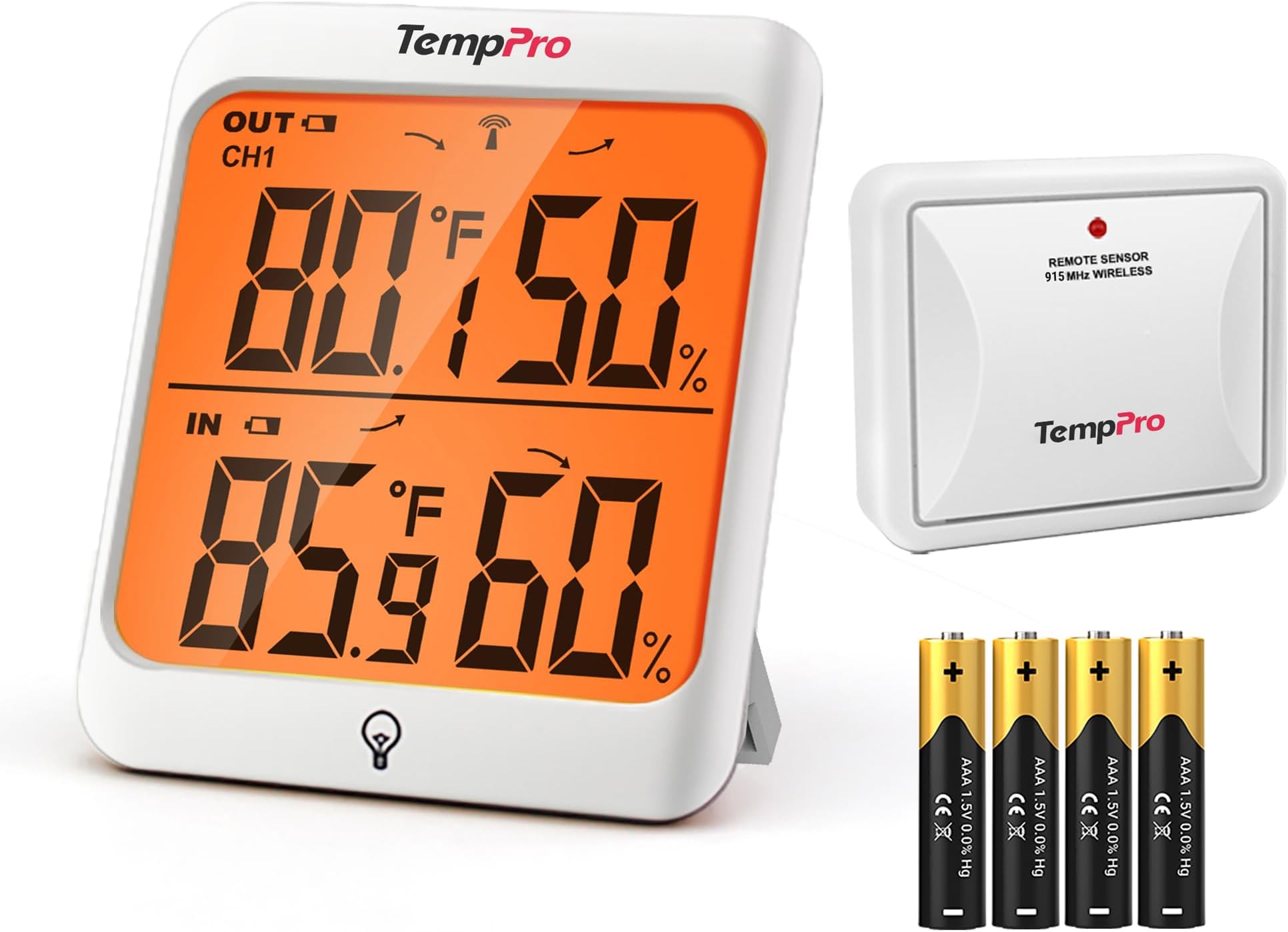 Indoor Outdoor Thermometer Wireless Hygrometer, 500FT Inside Outside Thermometer, Remote Temperature Monitor with Cold-Resistant Sensor, Outdoor Thermometers for Patio (Previously ThermoPro)