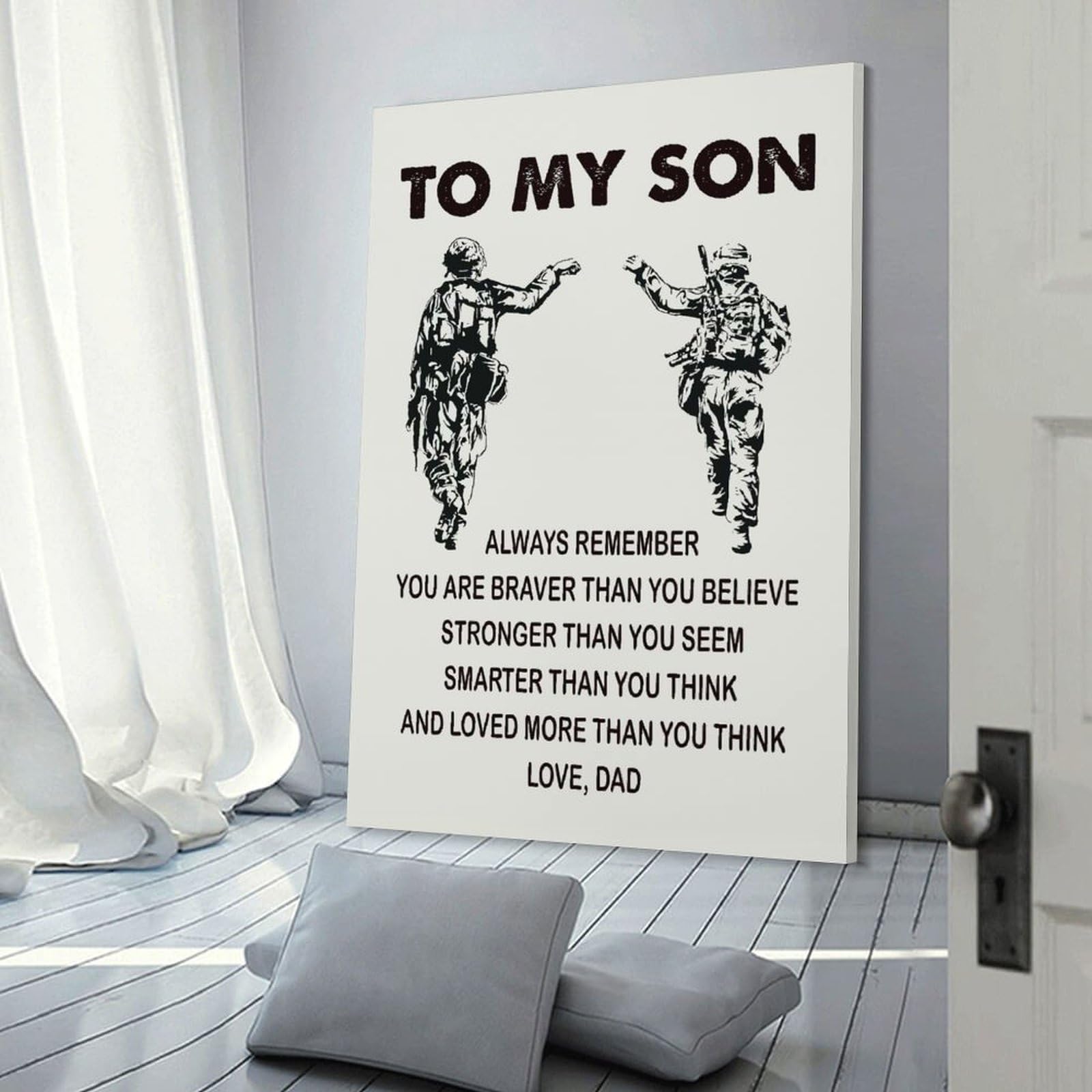 Junmoney Frame-Style-8 To My Son Love Dad Hanging Wall Art, 16X24inch(40X60cm), For Gallery Wall Decor And Room Displays, Home Wall Art For Statement Displays