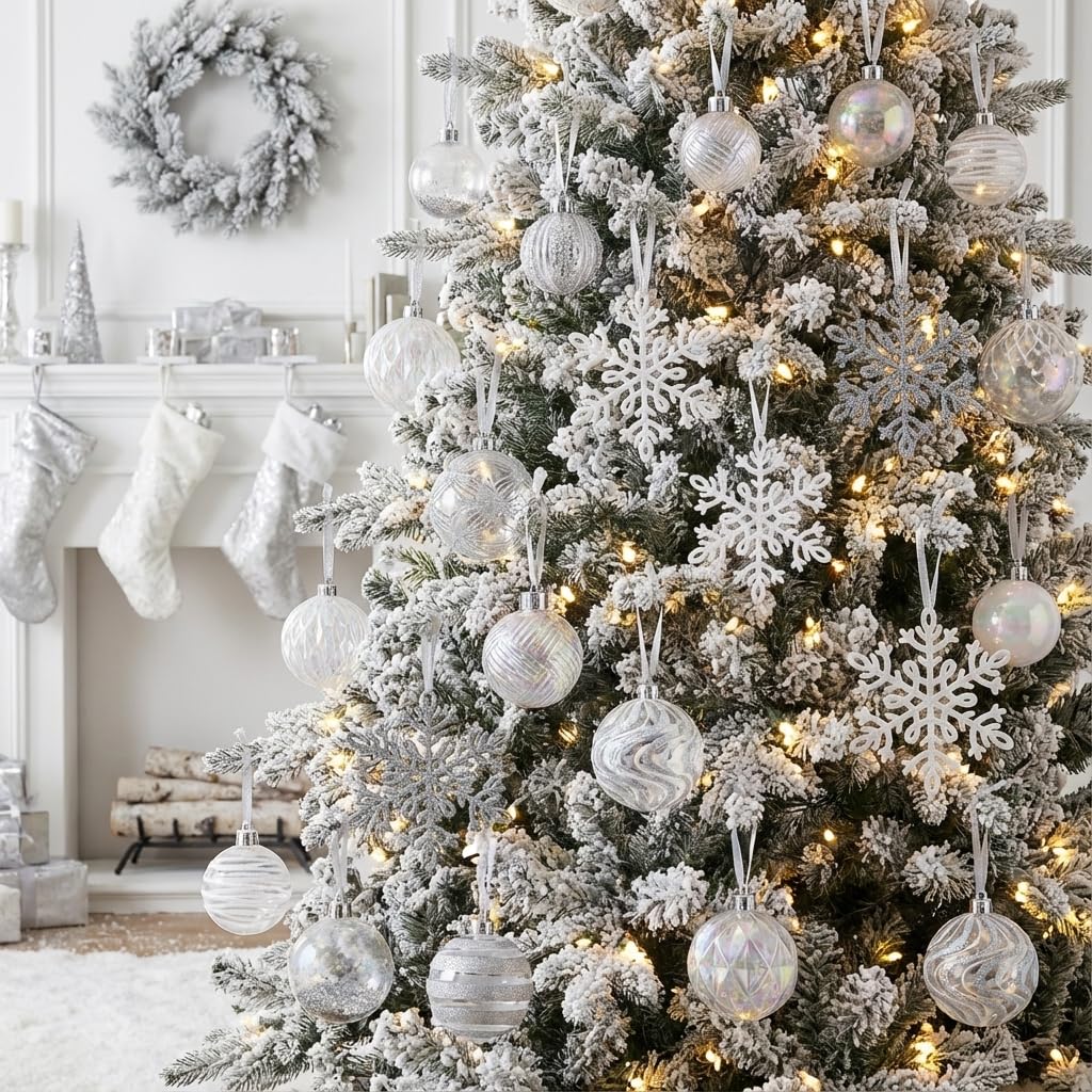 Valery Madelyn Lot de 50 décorations de Noël incassables pour Sapin de Noël, décorations de Noël Transparentes et Transparentes à Suspendre pour l'été, la Plage, la côte, l'océan Nautique, la mer