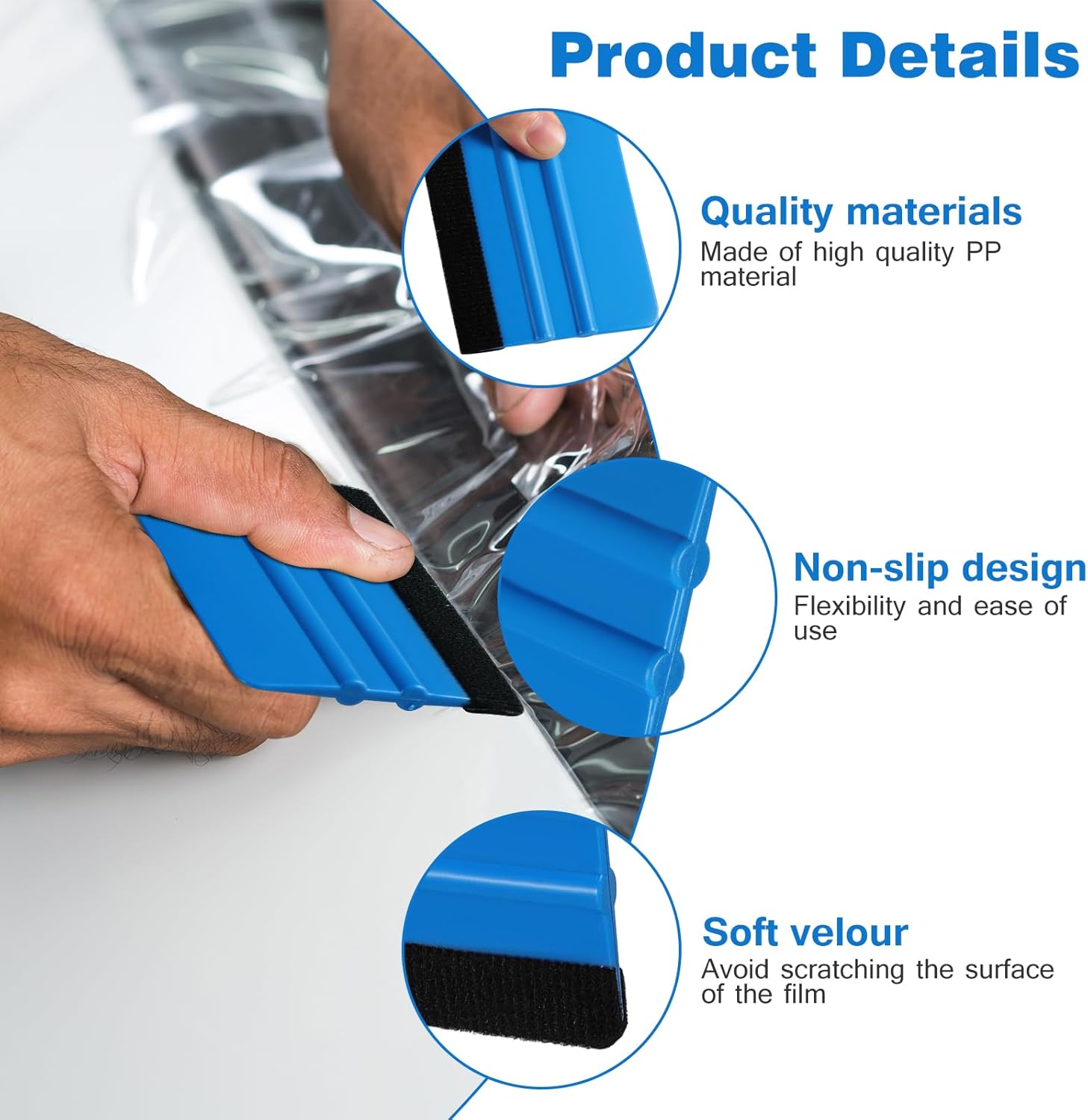 Plastic Squeegee With Felt Edge，2 Pcs Wrap Tools for Sign, Decal, Wallpaper - Smoothing Tool, Car Wrap Scraper, Craft Mini Squeegee，Blue|Red