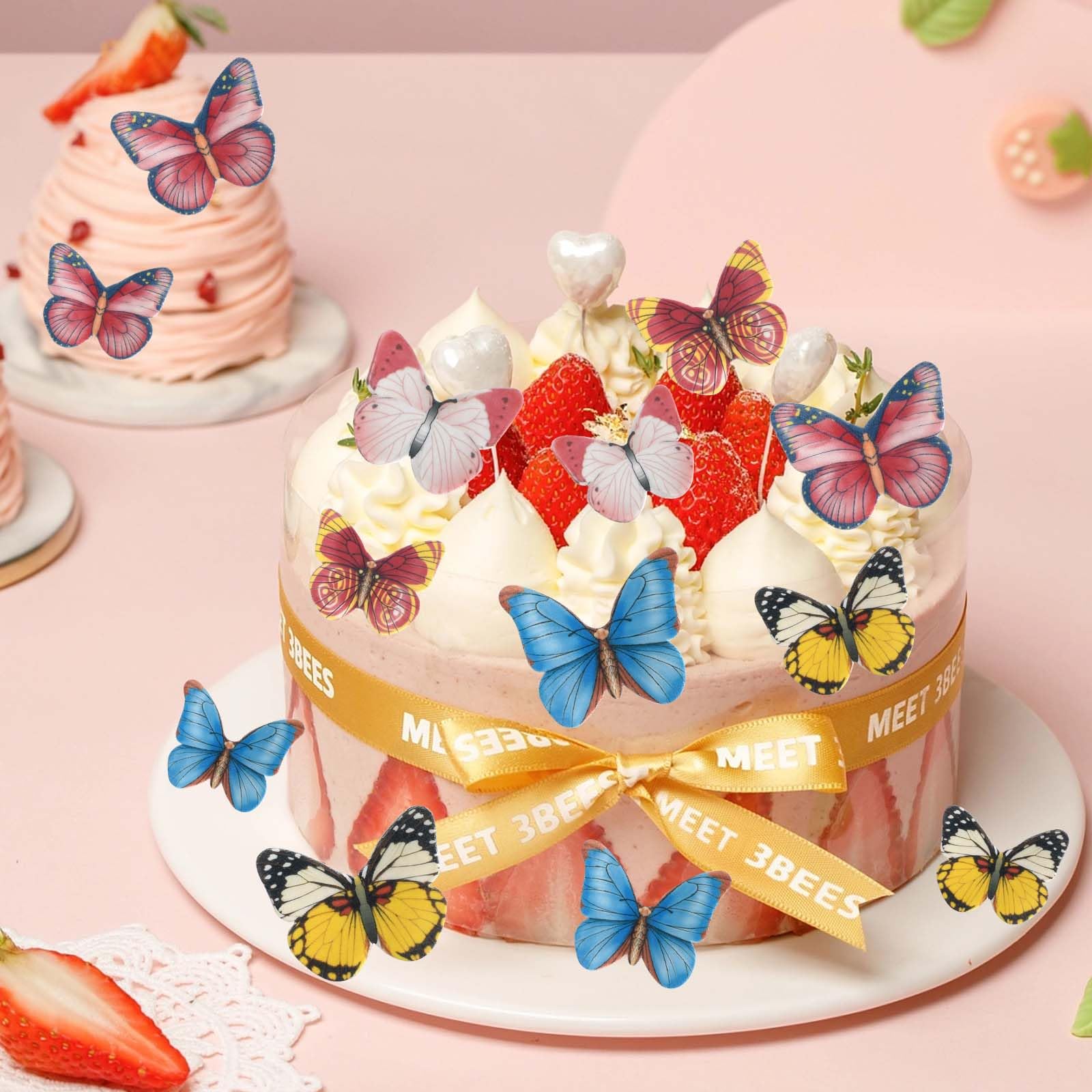 Farfalle Commestibili Per Torte - 40 Pezzi, Decorazioni Per Cupcake E Dessert - Foto 9