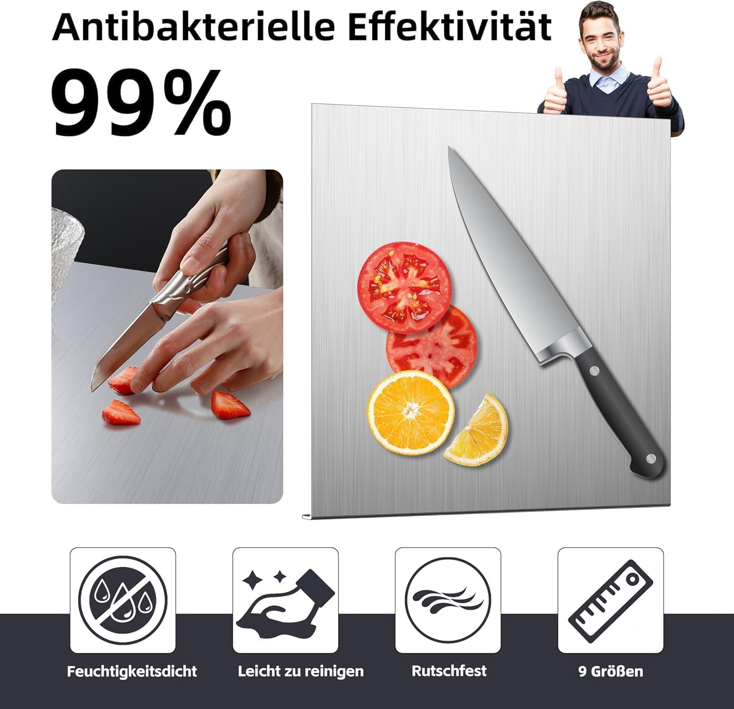 Tabla de cortar de acero inoxidable, superficie de trabajo para amasar y hornear, placa de cocina, tabla de pasta, tabla de hornear, tabla de masa con borde de tope, tablas de cortar de metal para