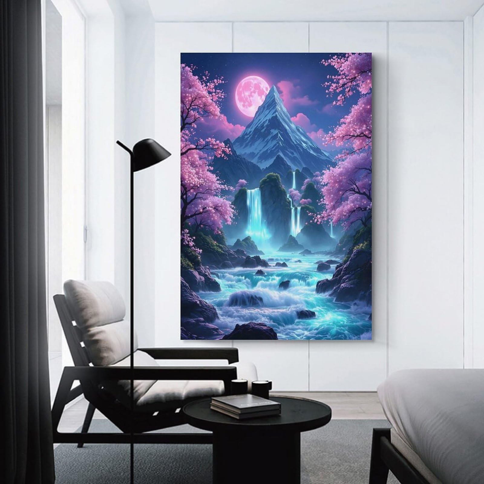 Junmoney Fantasy Waterfall Landscape Wall Art Print 24x36inch(60x90cm), for Gallery Wall Layouts in Home Or Office, An Easy Match for Collected Prints