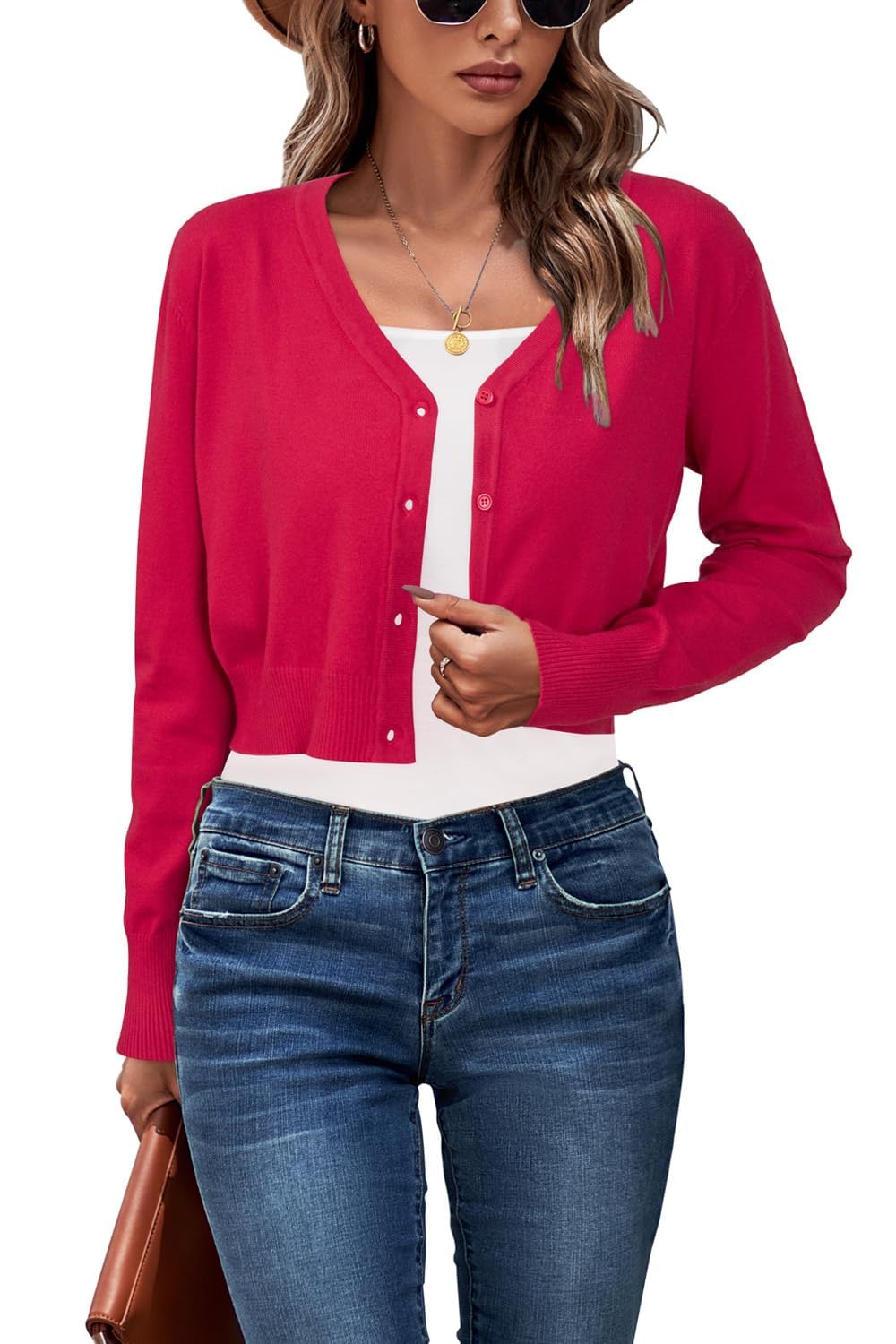 Newshows Damen Strickjacke Sommer Kurz Leichte Kurze Strickjacken V Ausschnitt Strick Bolero Shrug