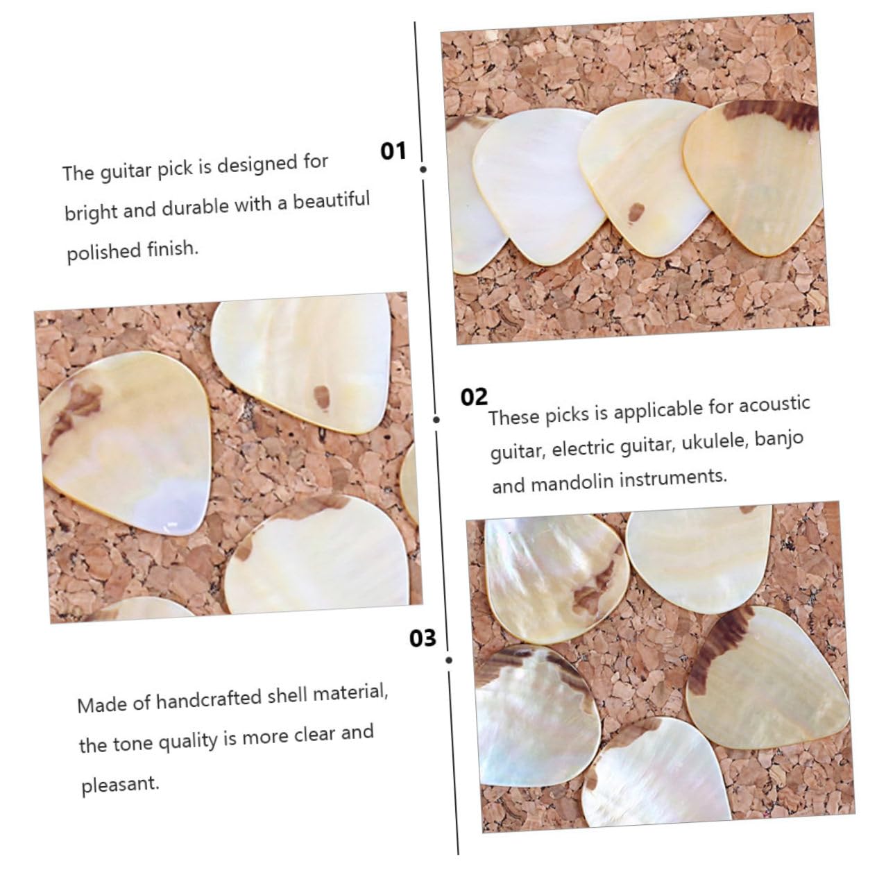 ifundom 10stücke Gitarren-picks Aus Naturmuscheln Hochwertige Plektren Für Akustische Und Elektrische Gitarren Ergonomisches Design Für Anfänger Und Profis Langlebig Und Stilvoll