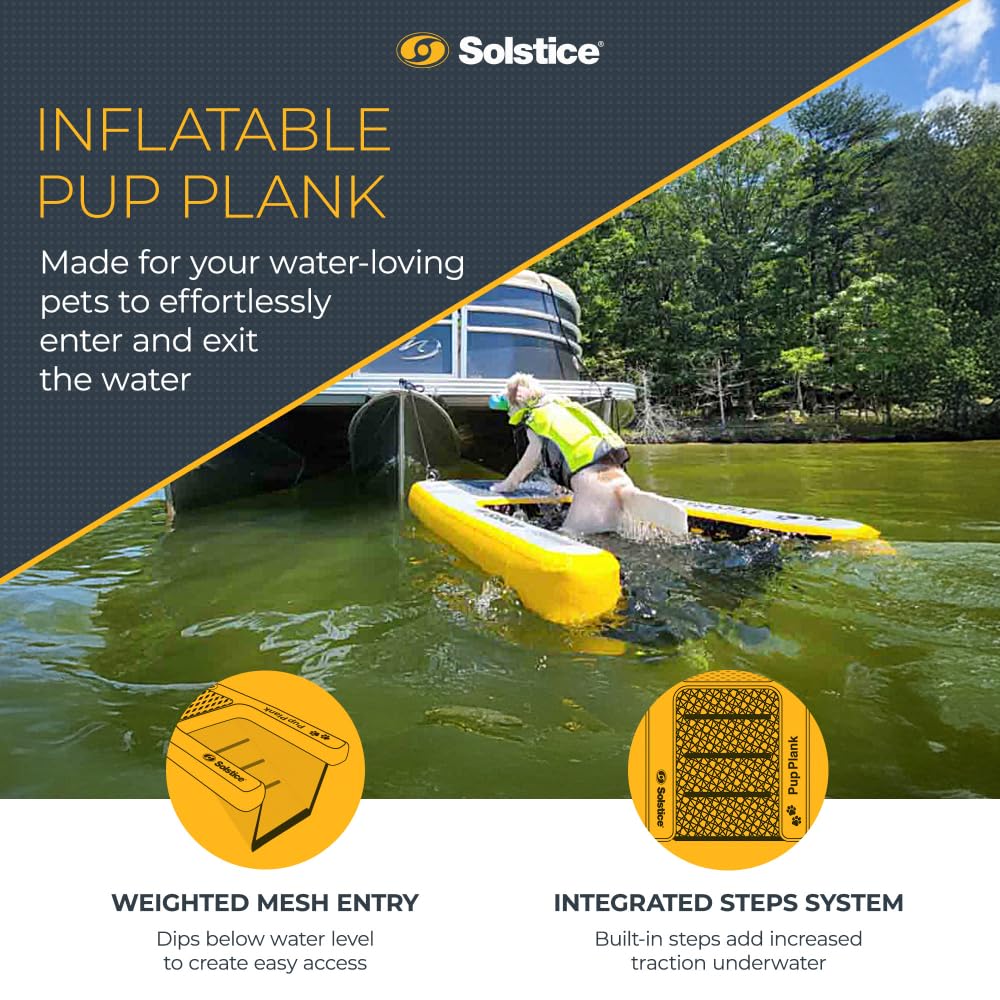 SOLSTICE Piattaforma gonfiabile per cani, per imbarcazioni e banchine, mini, capacità di 13,6 kg, piattaforma galleggiante per animali domestici, per lago, fiume, spiaggia e piscina, con pompa, design