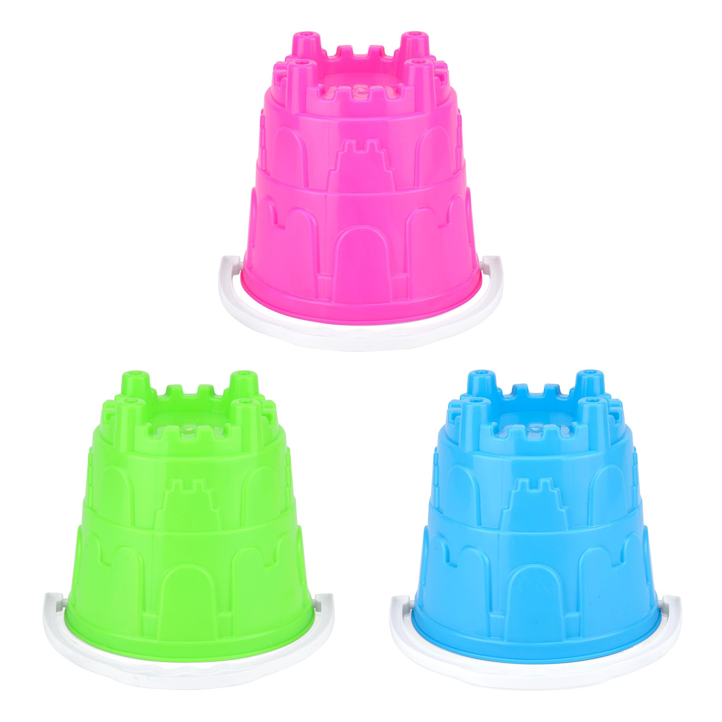 Summer Fun - 3 x Large Round Castle Bucket - Beach Sandpit