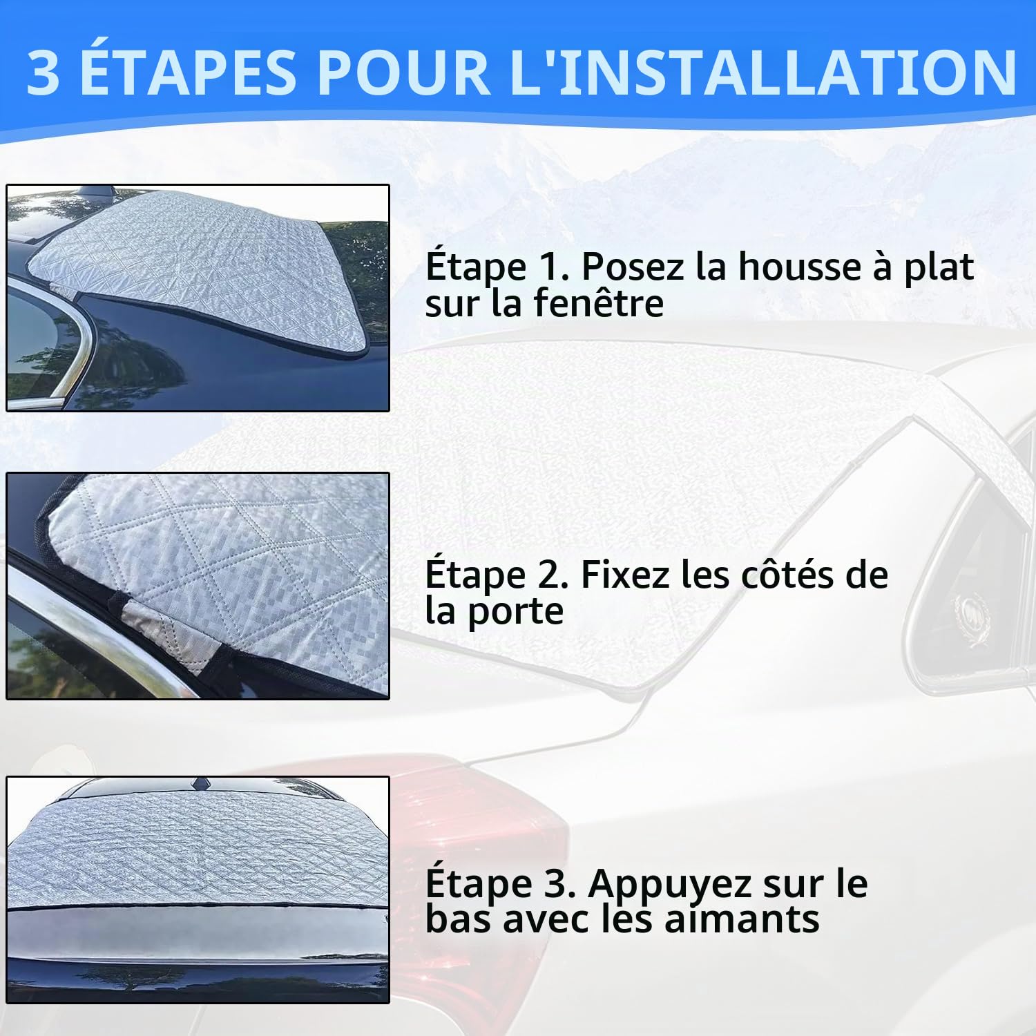 Couverture Pare-Brise Voiture Magnétique Repliable - Protection Hiver Anti-Givre et Pluie - Bâche Arrière 140x80cm