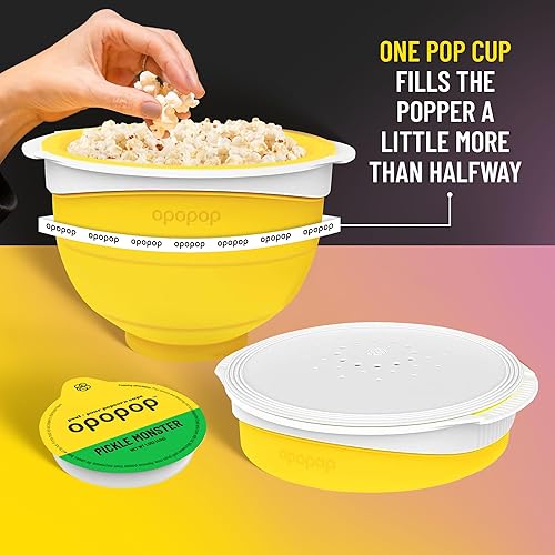 Miniatura 5 de Opopop Palomitas de maíz para microondas - Pop Cups Pickle Monster, paquete de 6, granos de maíz gourmet sin OMG y sabor a palomitas de maíz