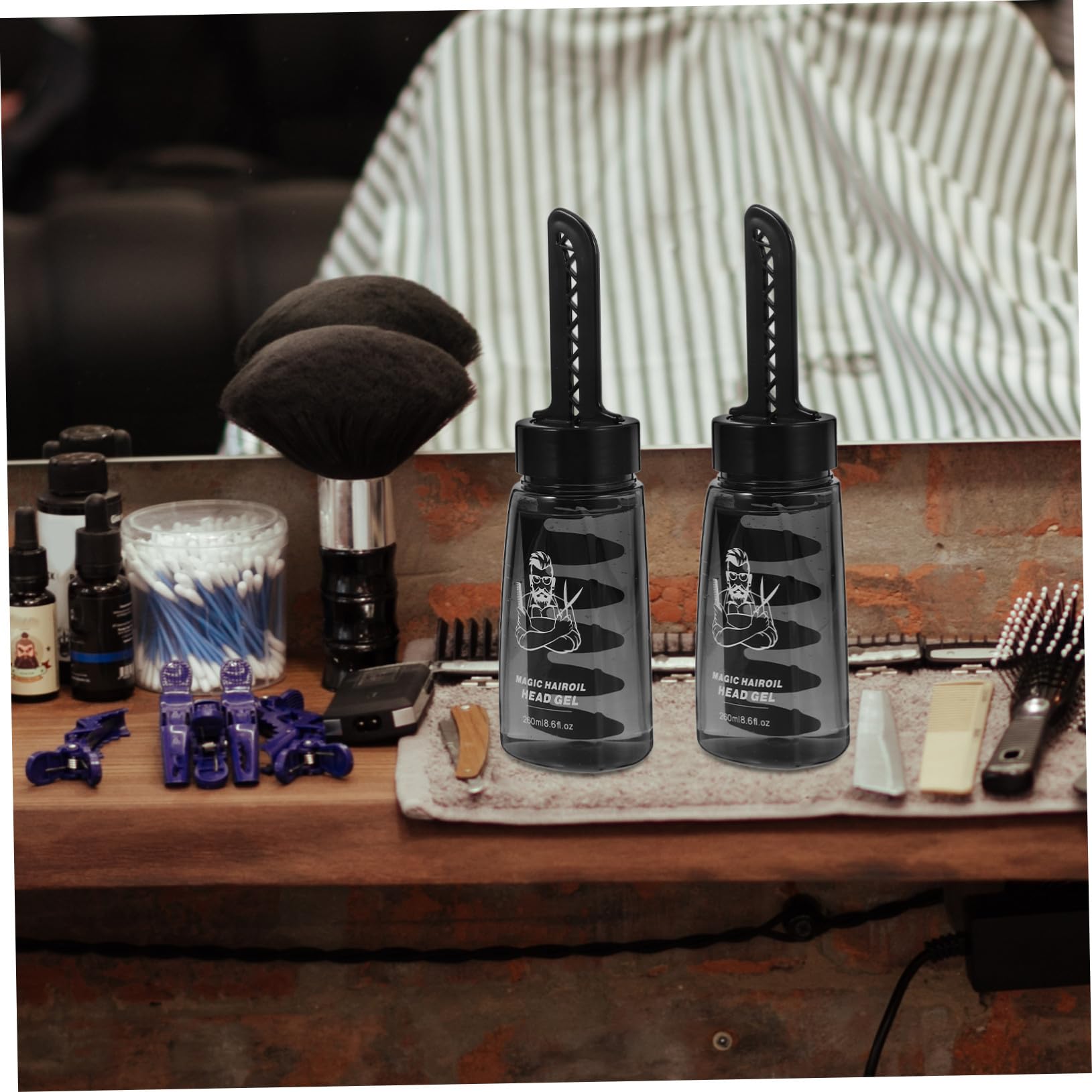 VICASKY 3 Stück Nachfüllbare Haarstyling Gel Flaschen mit Kamm Applikator für Männer Kunststoff 260 ml Portabel für Styling Zuhause