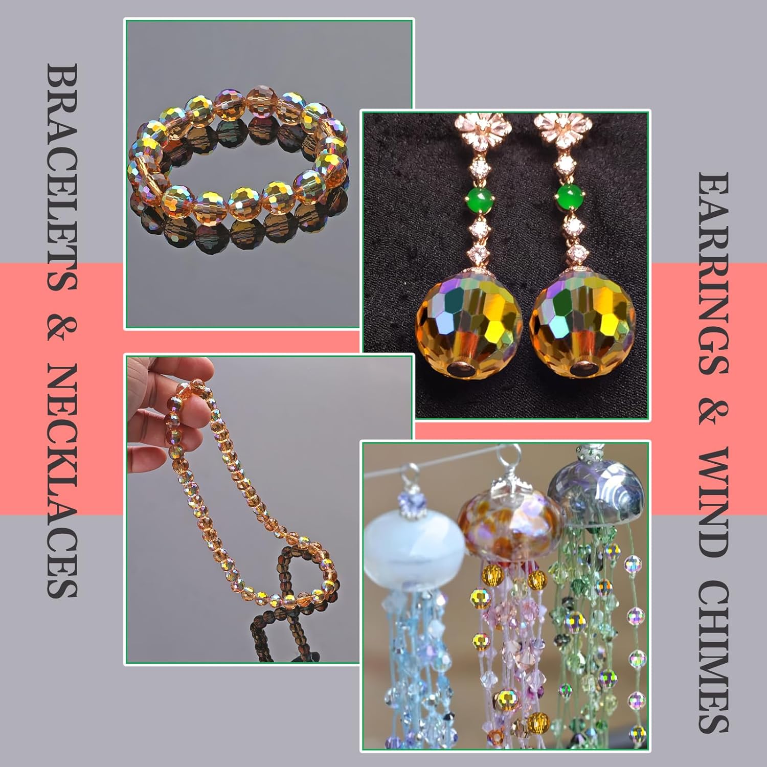 Crystal Glass Beads for Jewelry Making, 80 Pieces Crystal Beads, 10mm Glass Beads, Round Faceted Beads Bulk for Craft Necklace Bracelet Earring (Gold) - Image 6