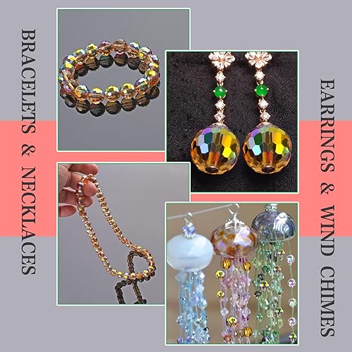 Miniatura 6 de Cuentas de Cristal para Hacer Joyas, 80 Piezas de Cuentas de Cristal, Cuentas de Vidrio de 10mm, Cuentas Redondas Facetadas a Granel para