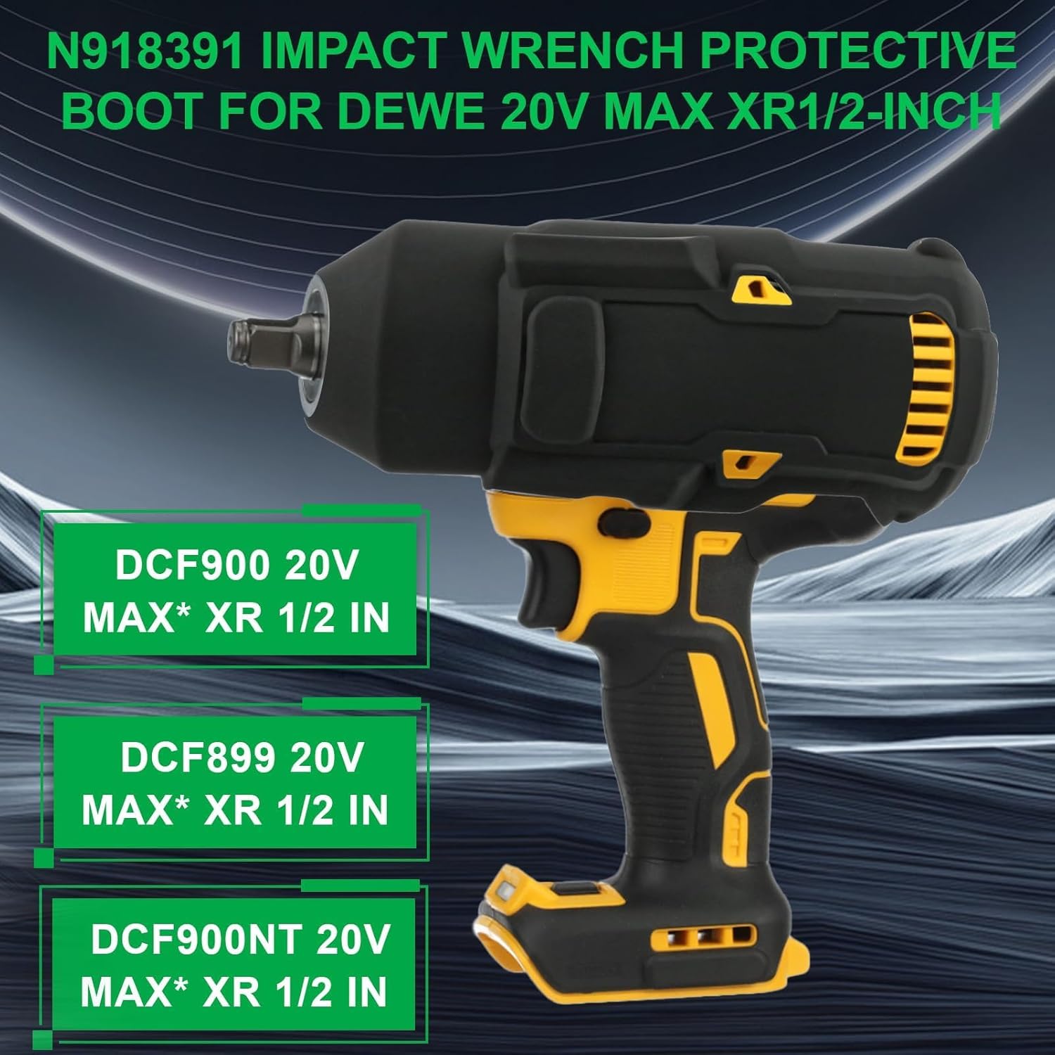 N918391 Protective Boot Compatible with DEWALT DCF900 DCF899 DCF900NT 20V Max Cordless High Torque Impact Wrench Protective Boot for 1/2" Wrench Assembly Accessories Tools Black