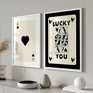 Trendy Retro Wall Art Set Of 2, Retro Trendy Aesthetic Print, Black Ace Card Poster Aesthetic Art , Lucky You Poster, Trendy Wall Art, Funny Art Digital 16x24inch Unframed