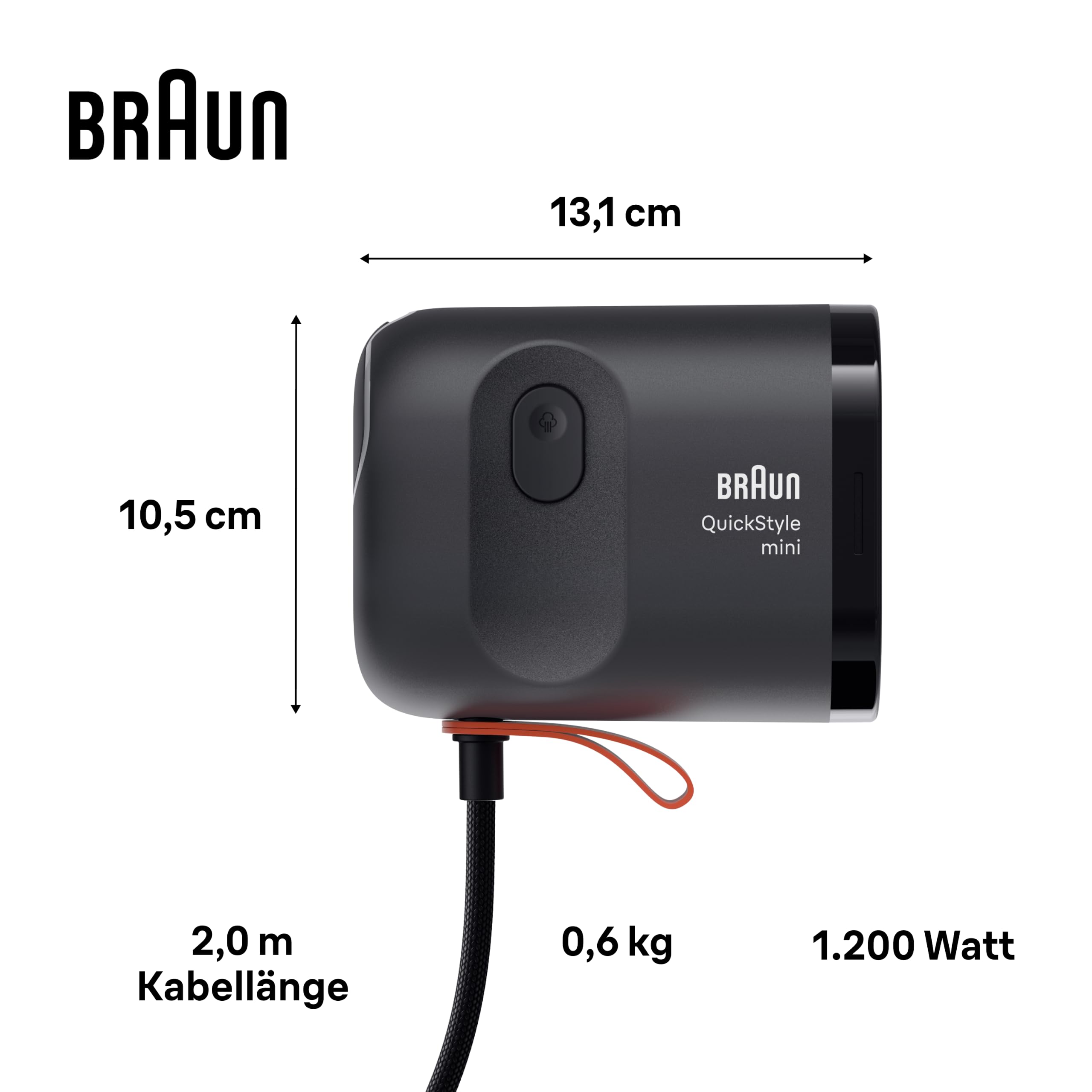 Braun QuickStyle mini - Dampfglätter, bis zu 20 g/min Dampfleistung,Schwarz