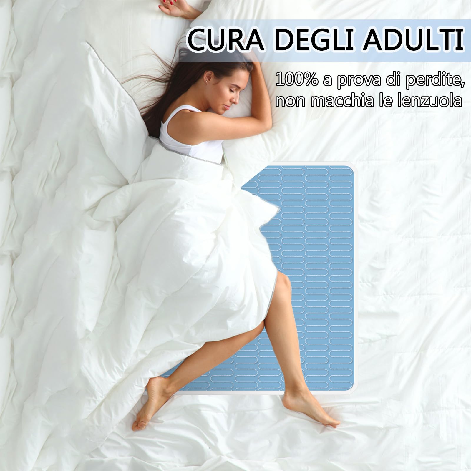85x90cm Cuscinetti letto per incontinenza(Set di 4), Lavabile e Riutilizzabile Materasso Impermeabile Pad, Pee Pads per Adulti, Bambini, Anziani e Animali domestici