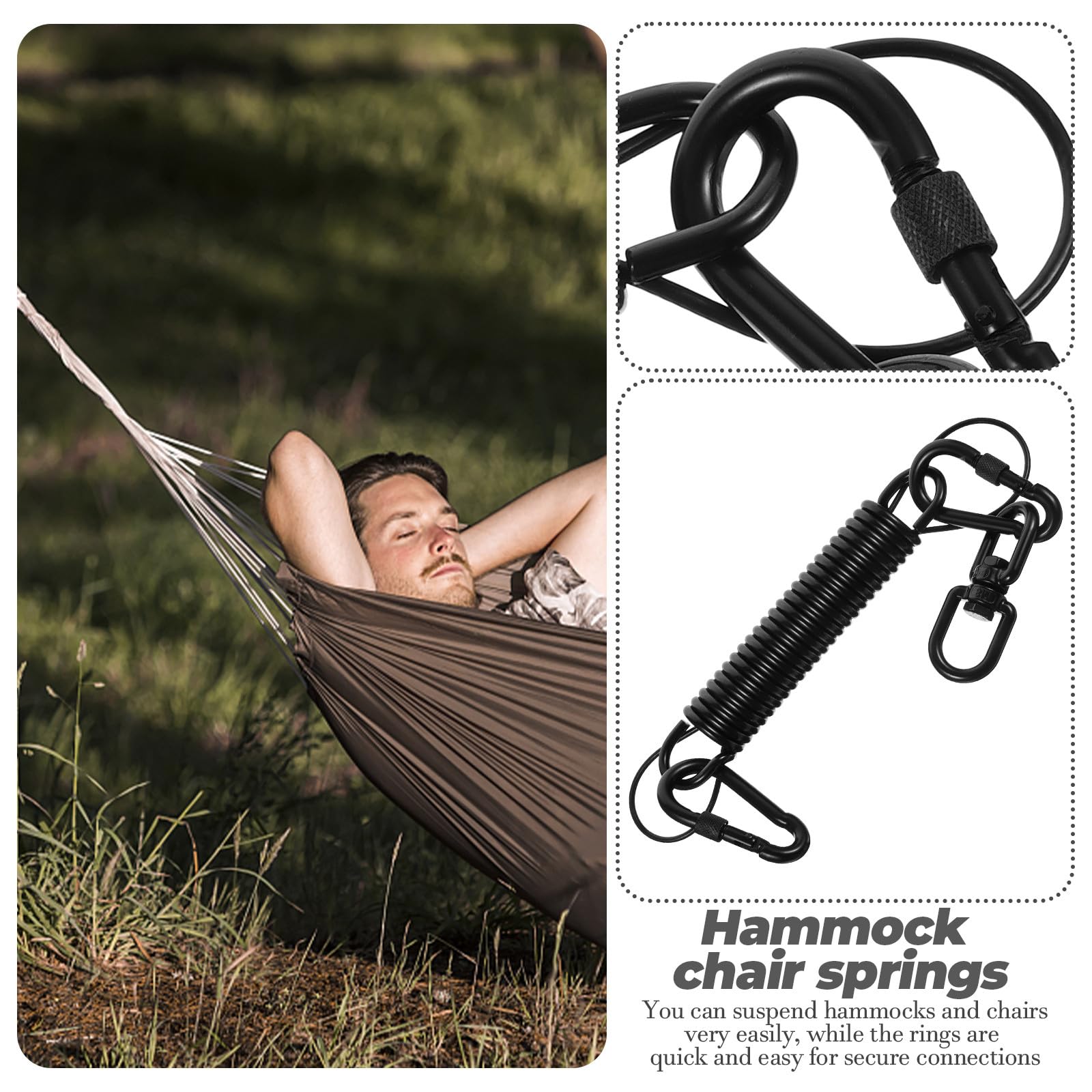 UKCOCO Resorte para Silla Hamaca de Porche, Accesorio de Metal Resistente para Colgar Hamacas y Columpios, Kit de Resortes de Suspensión Duradero para Uso Exterior