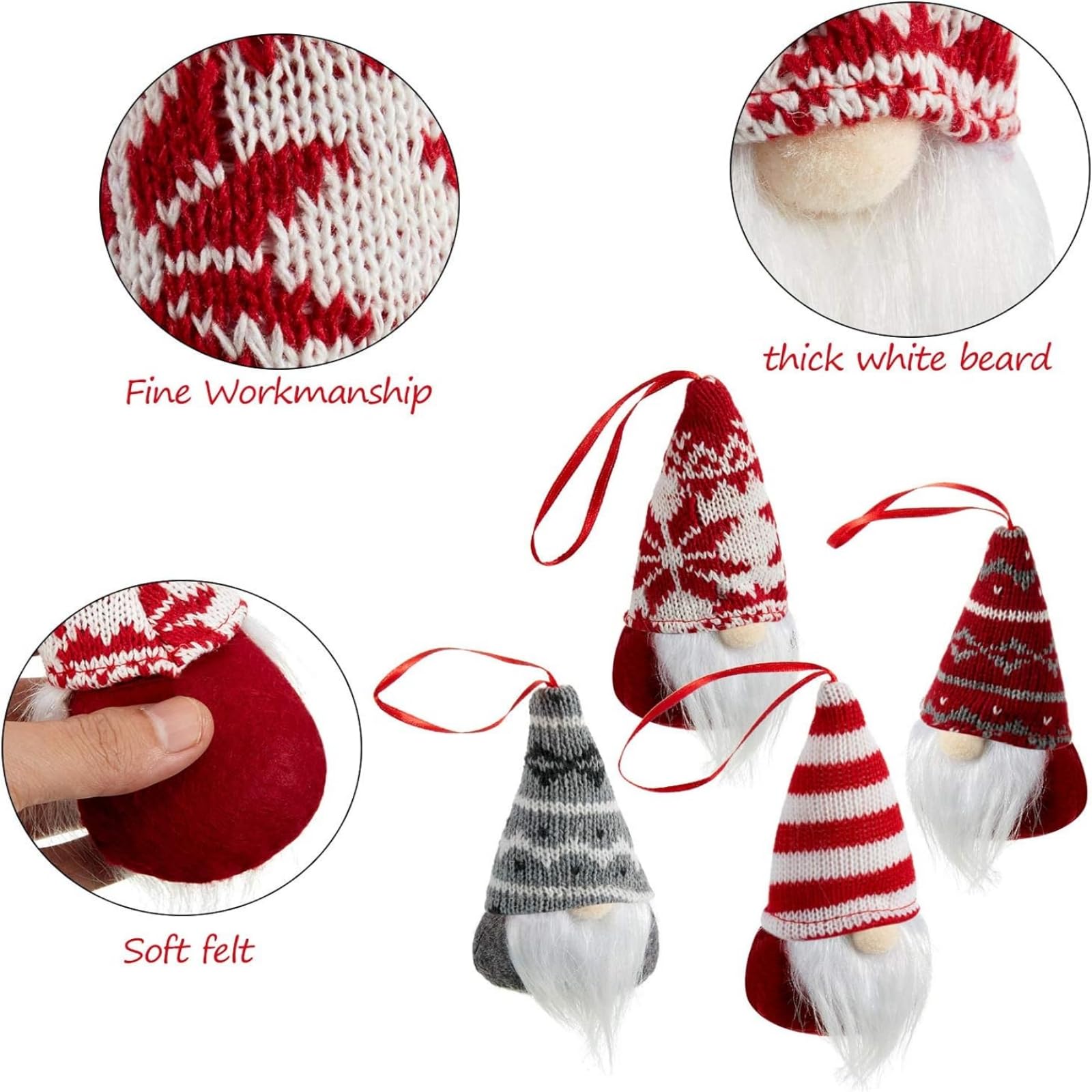 WEMEMORN Set Di 10 Gnomi Natalizi Fatti A Mano - Decorazioni Svedesi In Peluche, Altezza 13,7 Cm, Con Cappello Colorato - Tomte Per Albero E Casa - 3