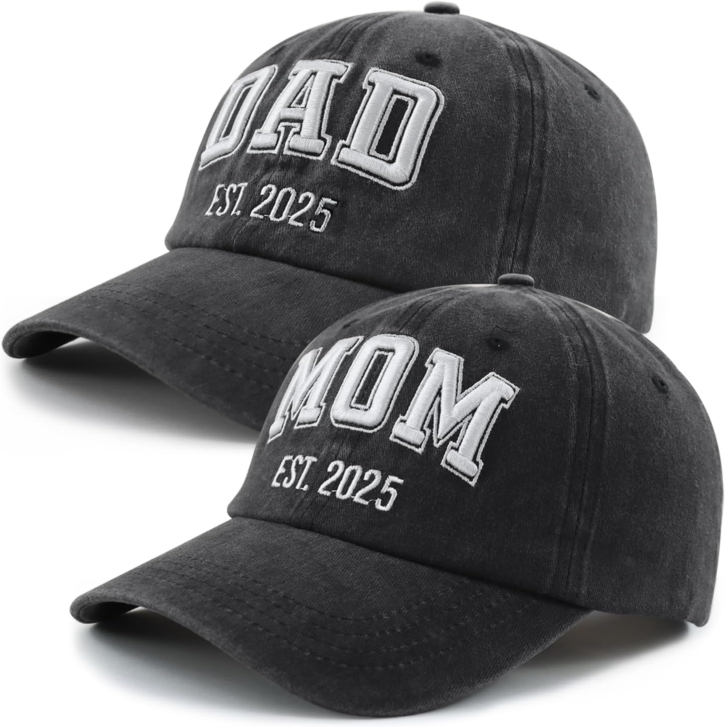 SHANVANKE 2PCS Dad and Mom EST 2026 Hats for Men Women, Funny Adjustable Cotton 3D Embroidered New Parents Gifts Baseball Cap - Image 2