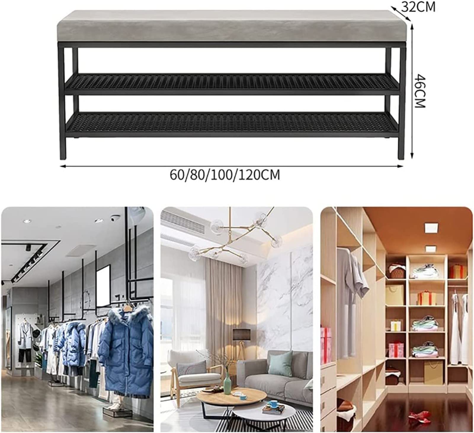 LUE BONA Schuhbank Mit Sitzfläche - Praktische Flurbank Mit Metallgestell & Polsterung