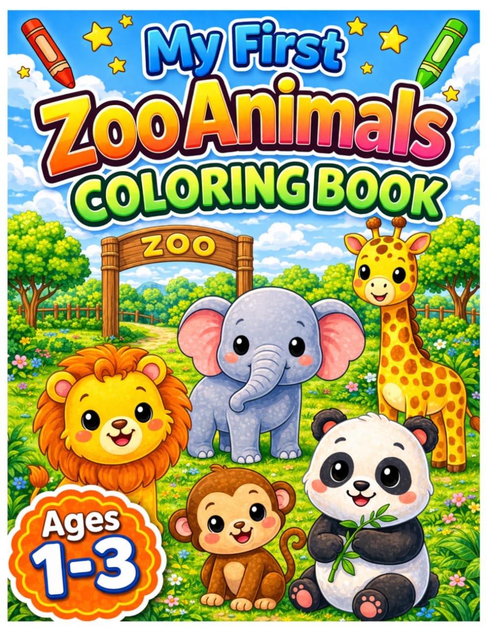 My First Zoo Animals Coloring Book for Toddlers 1-3