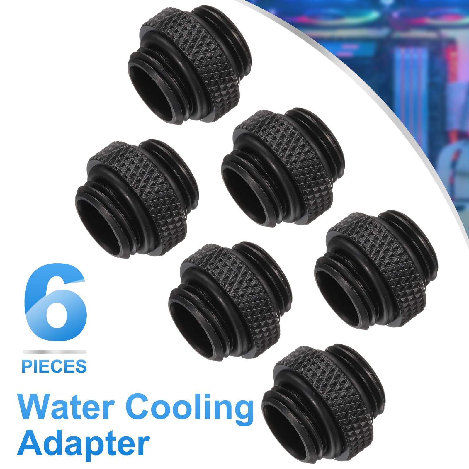 sourcing map 6 adattatori di raffreddamento ad acqua G1/4" filettatura maschio a maschio, mini estensori in rame raffreddato ad acqua, raccordo a compressione con O-Ring per computer PC sistema di