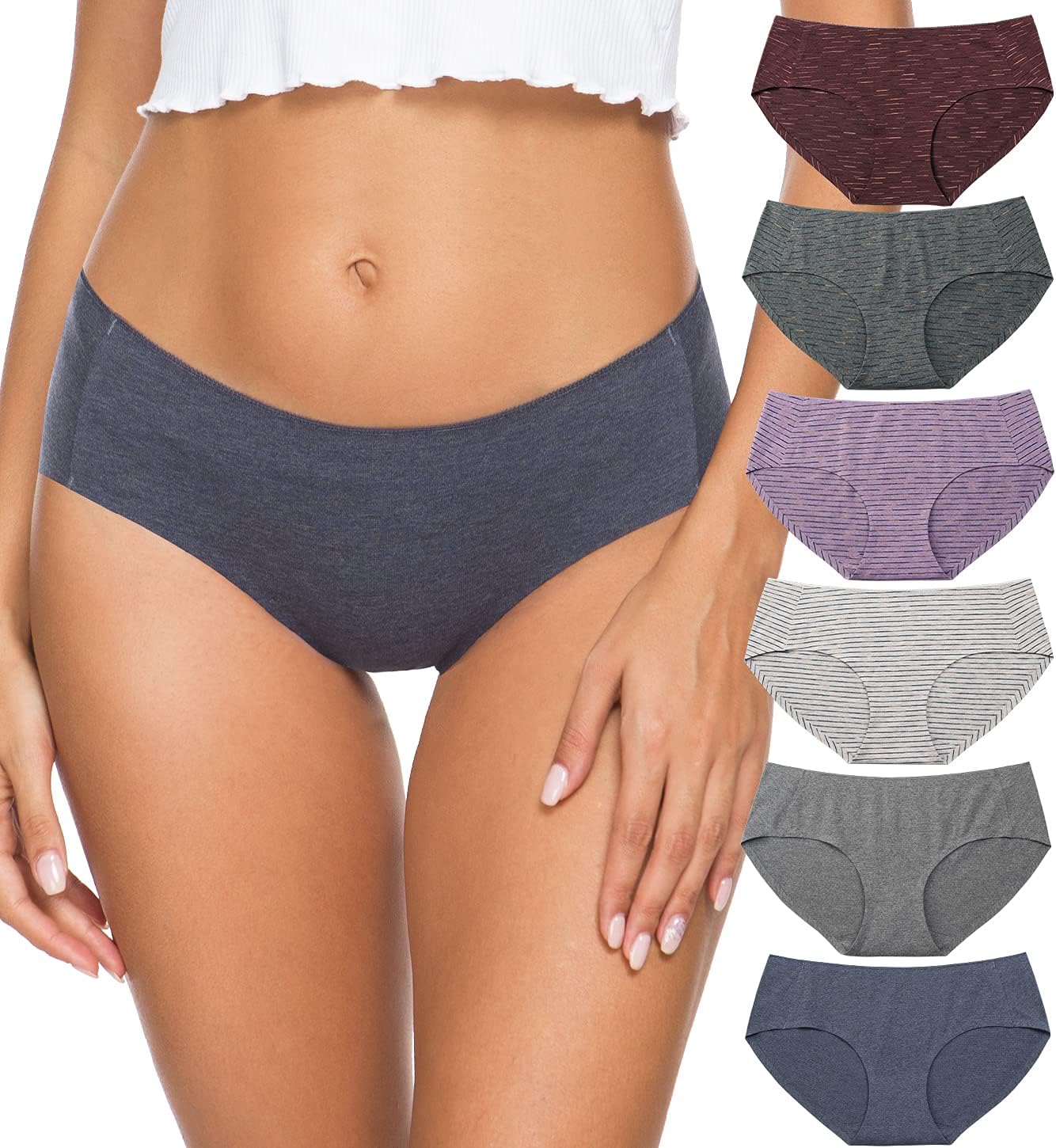 Womens Underwear Cotton Underwear for Women Seamless Hipster Bikini Briefs Panties 6 Pack