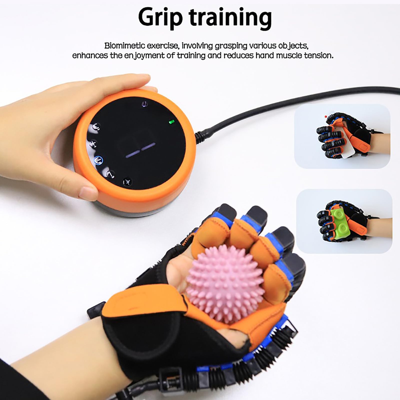 GOURIXIN Guantes robóticos de rehabilitación (Izquierdo+Derecho), Entrenador de rehabilitación de la función de la Mano, Fuerza Ajustable/5 Modos, para Equipos de Fisioterapia de Manos S