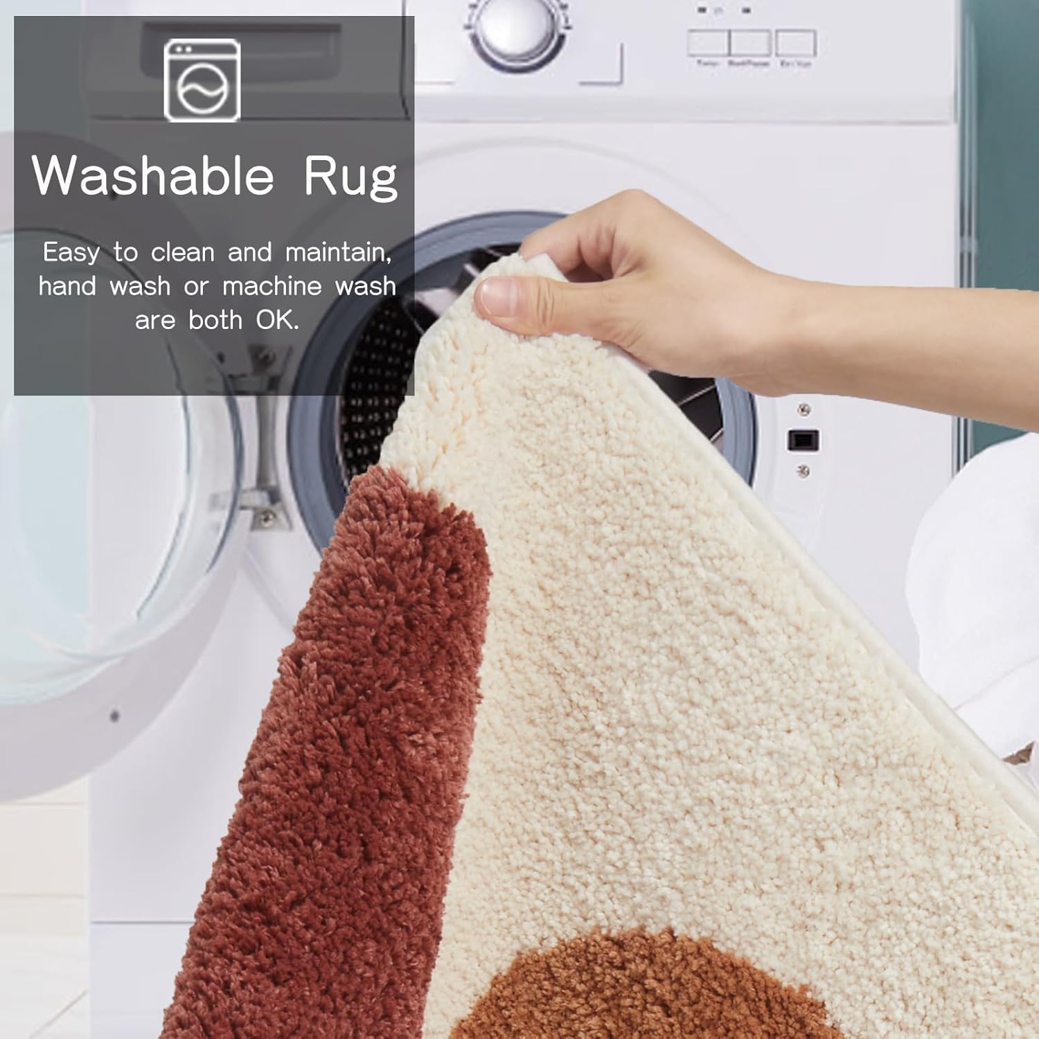 Boho Bathroom Runner Rugs - Gradient Moon Phases Bath Mat,Non Slip Half Moon Witch Rugs,Bohemian Witchy Hippie Bathroom Decor, Long Runner Rug for Bedroom Hallway,Beige Neutral Creamy 50"x20"