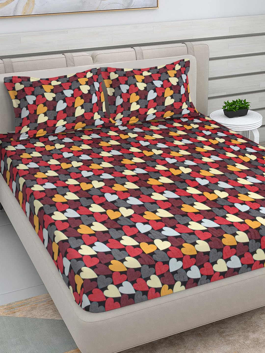 FABINALIV Multicolor Abstract Woollen King Size Double Bedsheet with 2 Pillow Covers (FLWBS-1113-Multi)-image-38