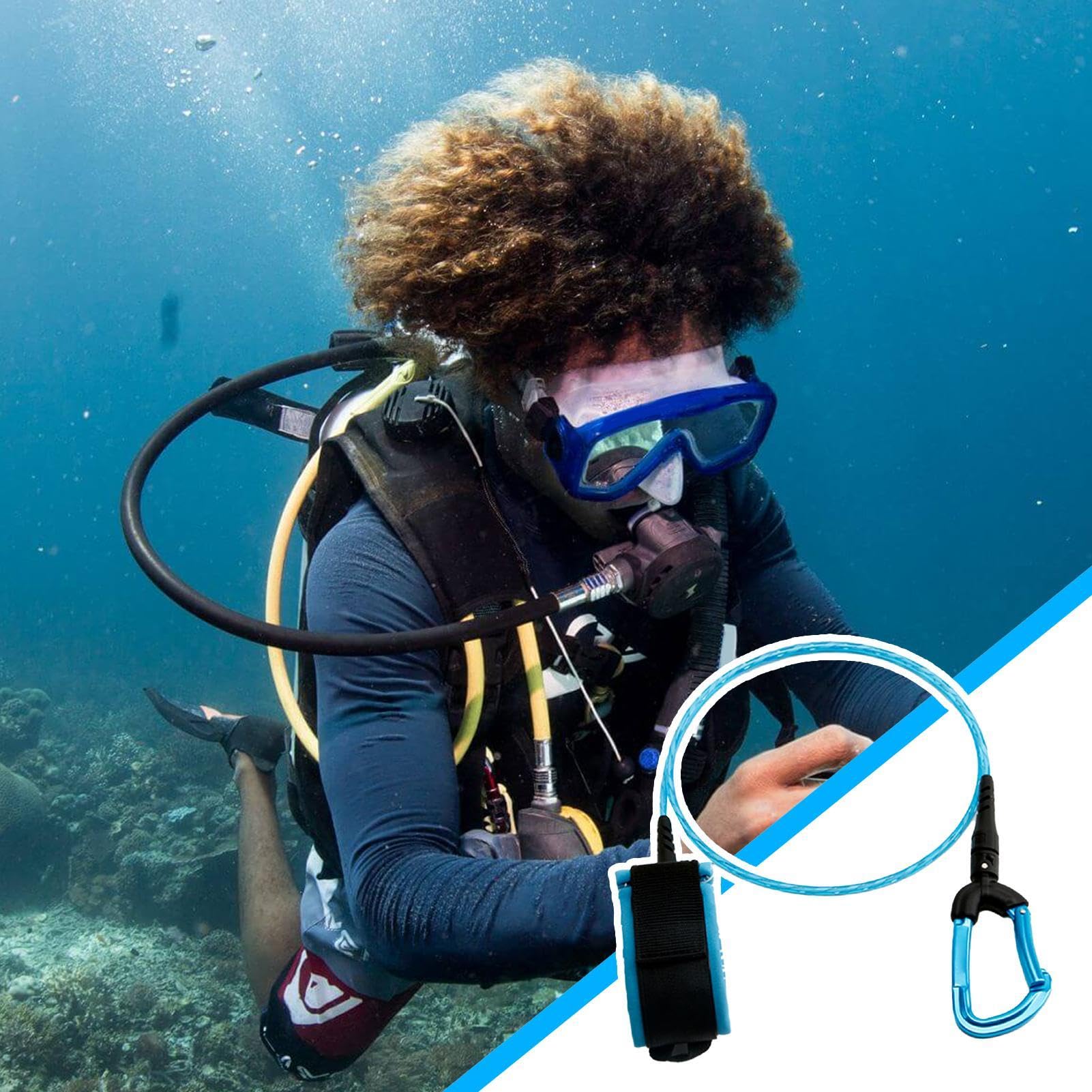 Longe De Plongée Sous-marine - TPU/acier Inoxydable - Élastique 1m - Sécurité Apnée