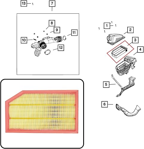 Miniatura 4 de Filtro de aire compatible con Jeep Wrangler Gladiator 68257030AA 2018-2021