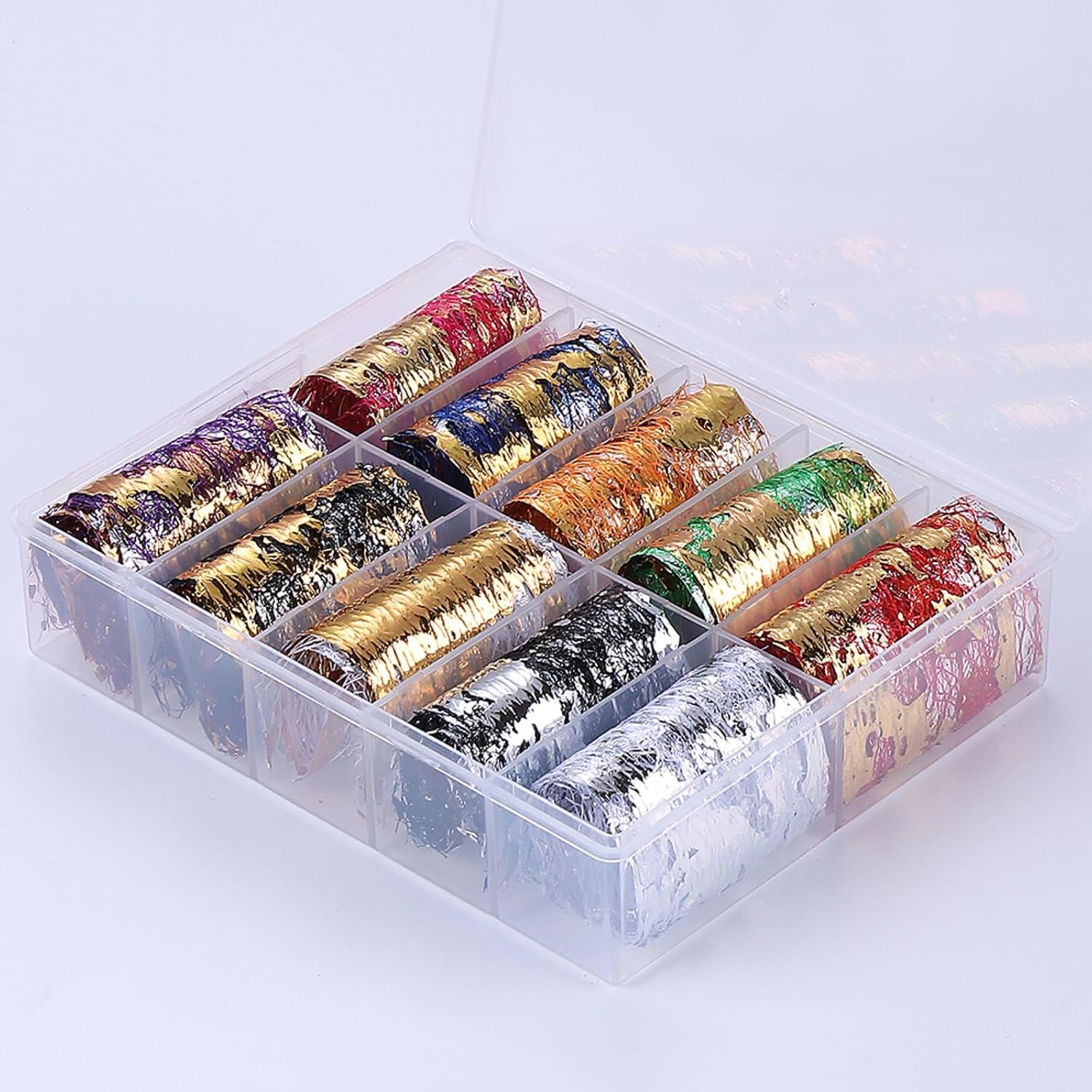 10 Sheets Holographic Nail Foil 3DAluminum Nail Art Foil Flakes Stickers Gold Silver Mesh Net Line Style Starry Sky Foil Decals French Manicure Tips Accessories Colorful Sequins Acrylic Nails Supplies