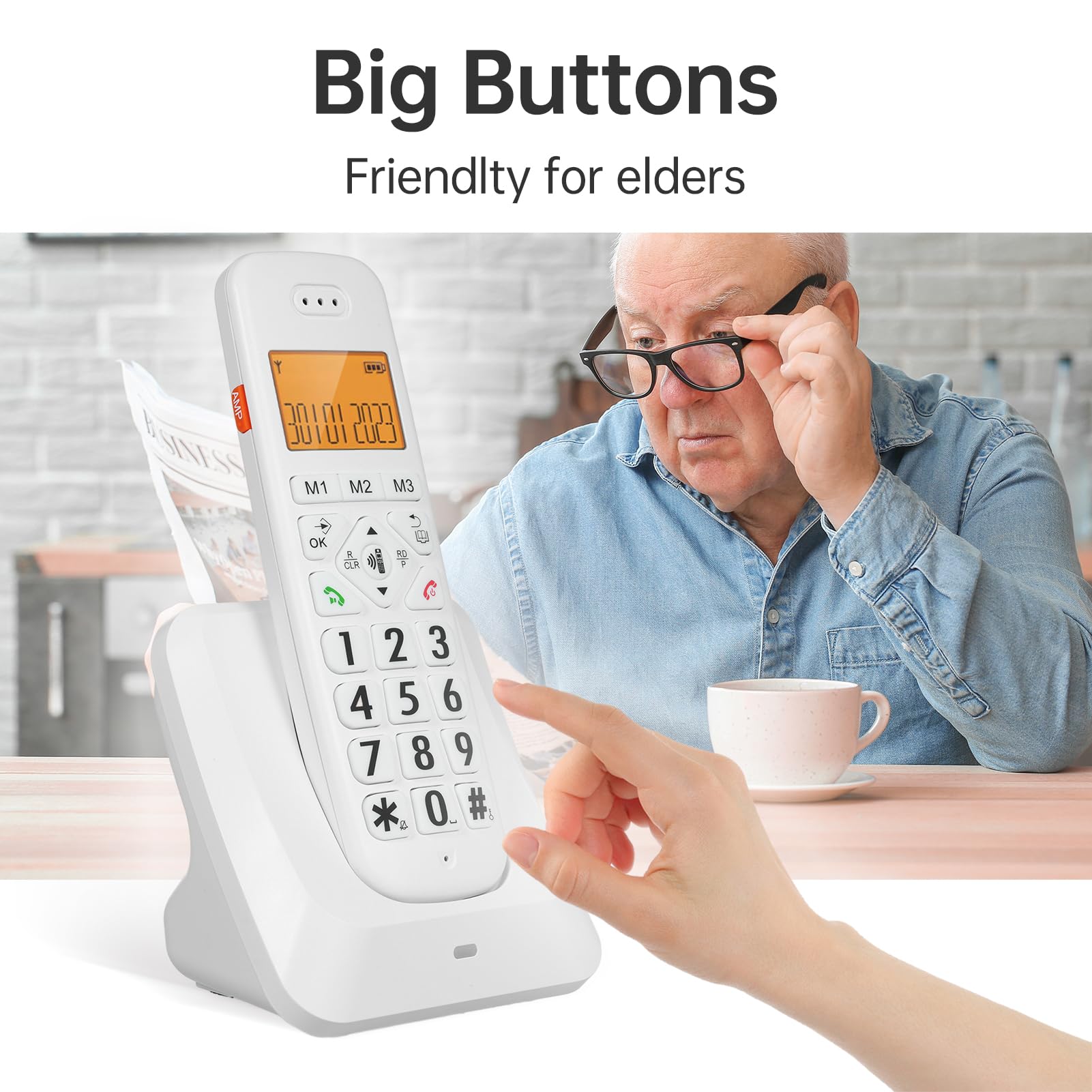 Expandable Cordless Phone with 1.8inch LCD 3 Lines Display Support 5 Handsets Connection 13 Shortcut Keys Call Block Hands-free Calls Conference Call Mute Function 16 Languages with Maiju