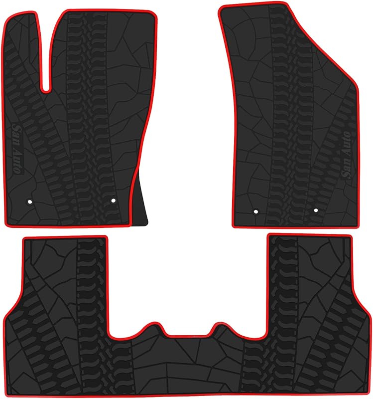 Tapete Automotivo de Borracha para Jeep Compass 2017–2026, Preto e Vermelho, Ajuste Específico, 1 unidade