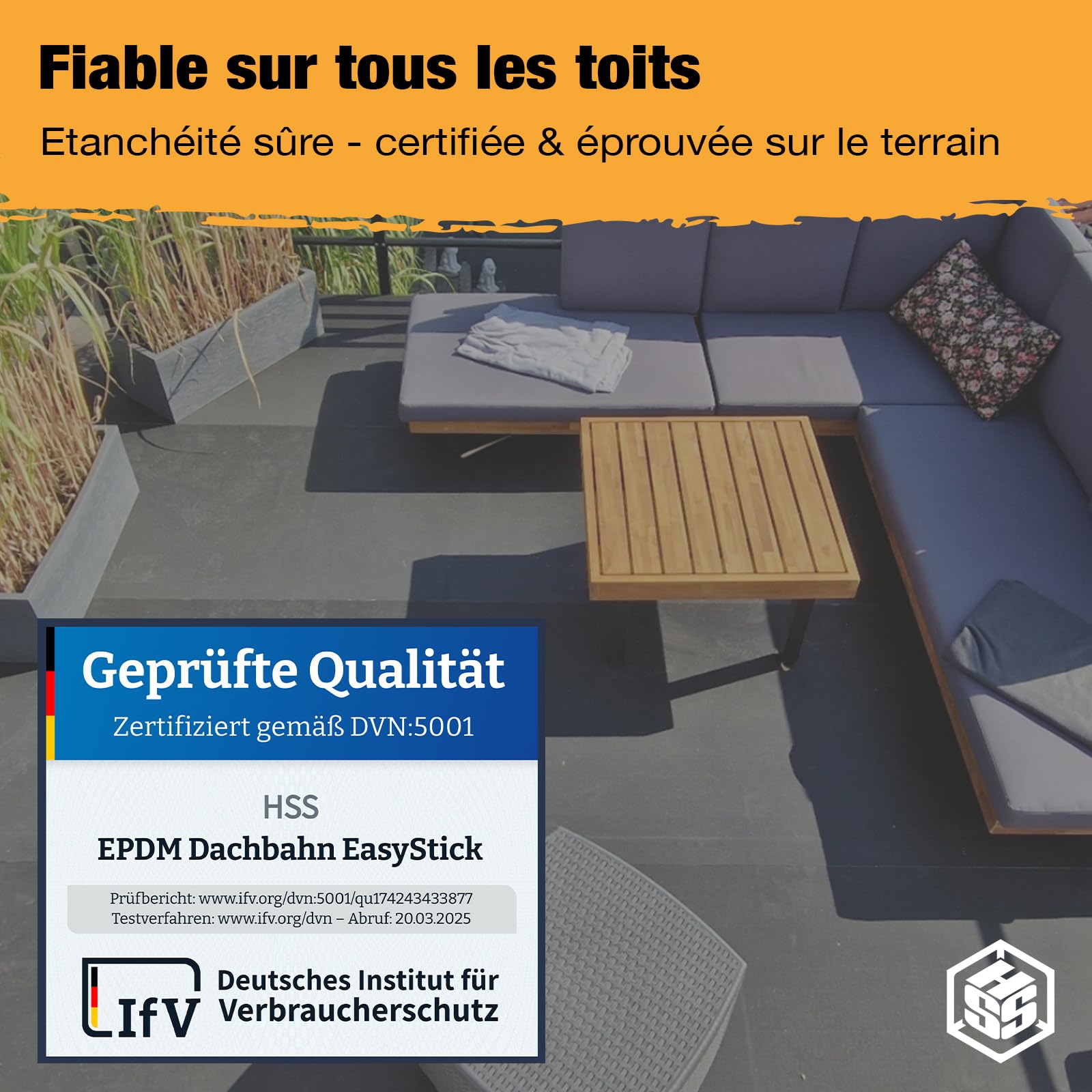 EasyStick EPDM-Membran für Dacheindeckung – extra robust & wasserdicht – ideal für Schuppen, Carport und Flachdach – einfach anzubringen, lange Lebensdauer (100 cm x 5 m)