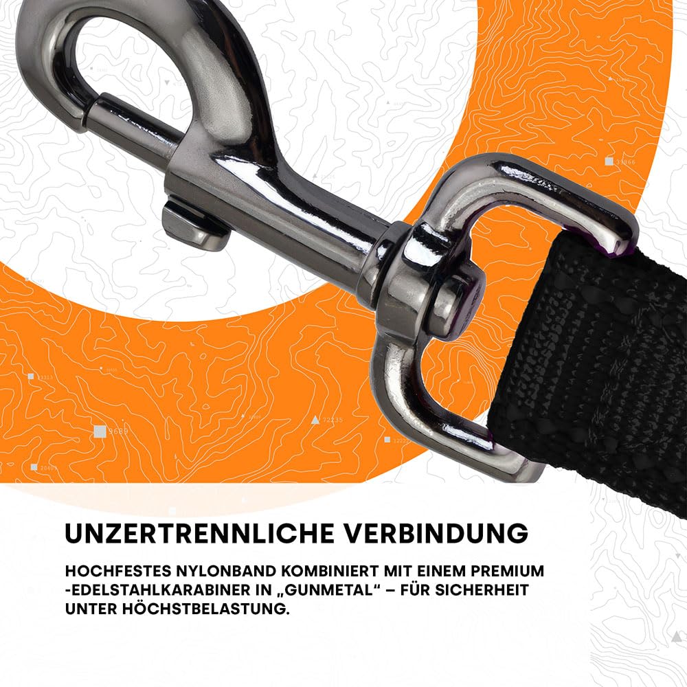 Automatische Hundeleine 5m für Große Hunde bis 50kg – Extra Starke Rollleine mit Brems- & Stoppfunktion, Verhedderungsfreie Nylonleine, Ergonomischer Gummigriff, Schwarz
