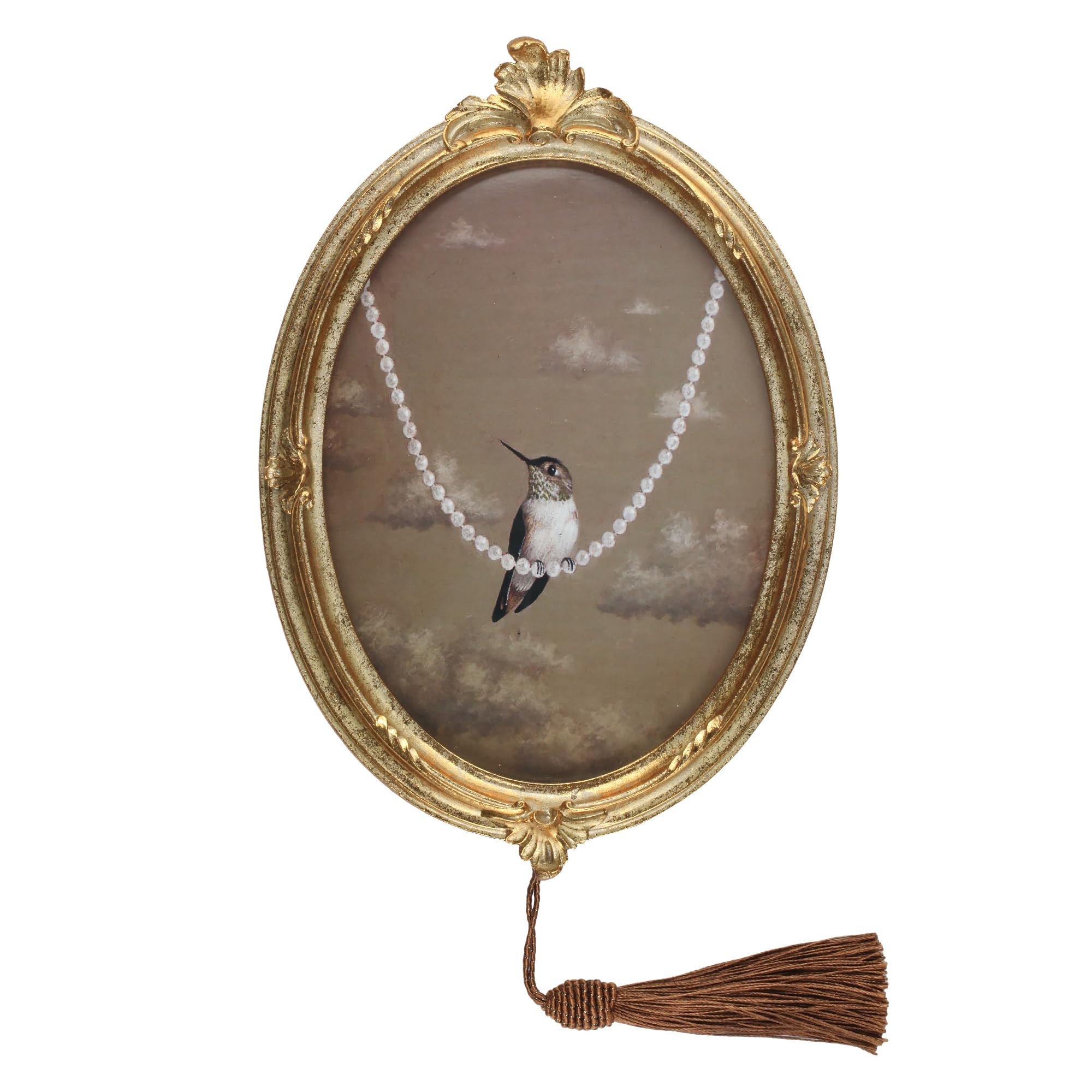Emiyea Gold Antique 5X7 Oval Picture Frame – Vintage Art Deco Design With Glass Front – Wall Or Table Display