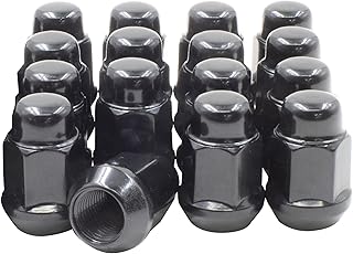 Wheel Accessories Parts Set of 16 ATV/UTV Lug Nut Kit M12x1.5 Thread Closed End Bulge Acorn Lug Nuts 1.38” Long - Cone Seat - 19mm (3/4”) Hex Wheel Lug Nut (Black)