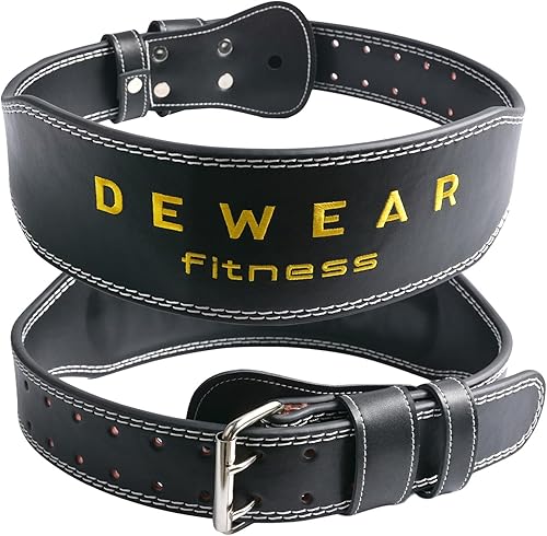 Cinturón de levantamiento de pesas de cuero genuino, soporte lumbar acolchado de 4 y 6 pulgadas, 10 agujeros ajustables, cinturón de peso para