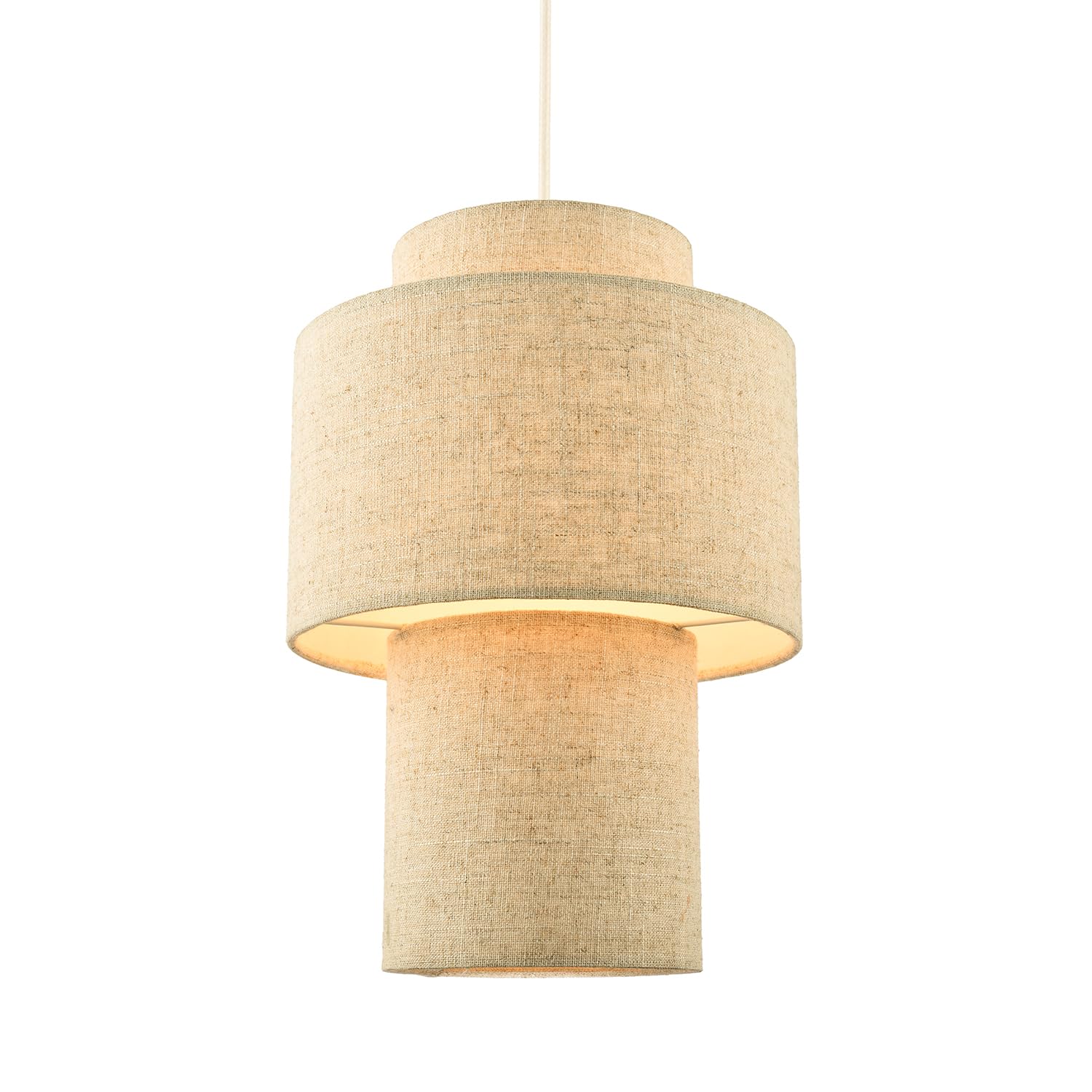 Happy Homewares Designer Natural Oatmeal Beige Linen Triple Level Pendant Light Shade from B&Q