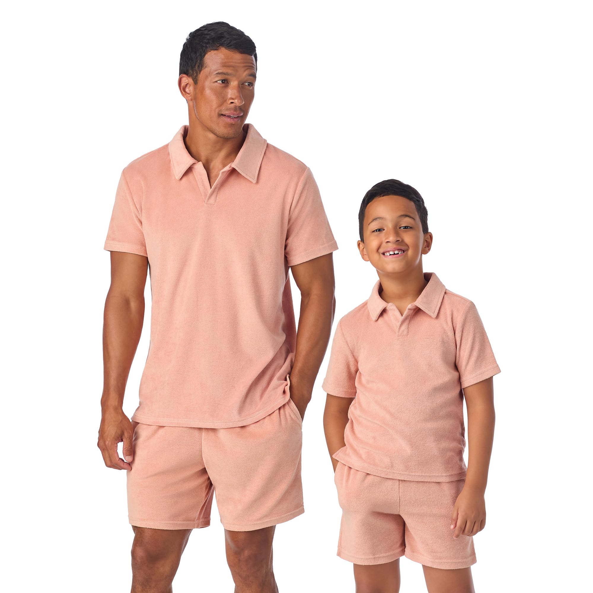 Saint Eve Dad and Son Family Matching Terry Set - Super Soft 2 Piece Father's Day Summer Outfits - Polo Shirt & Shorts Sets