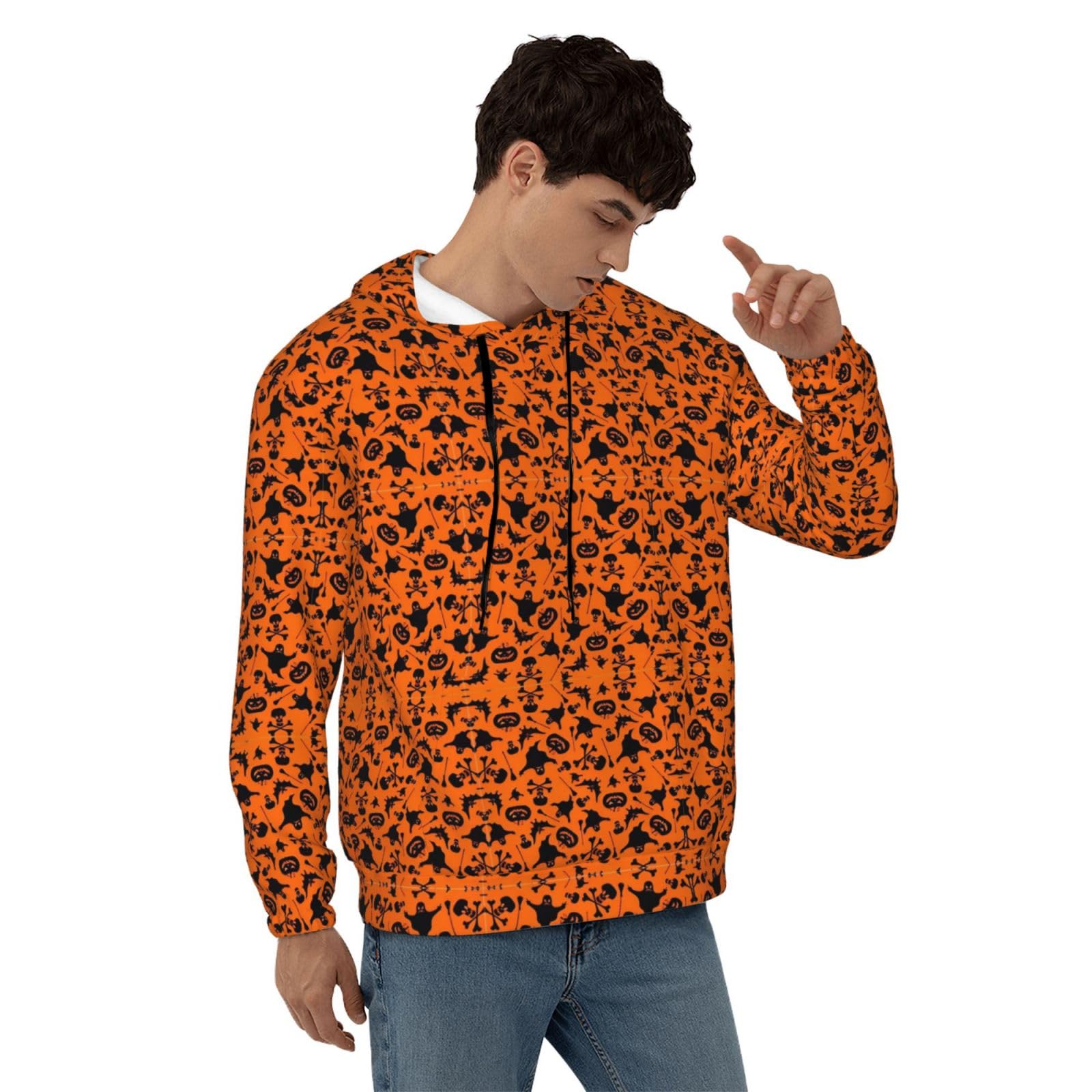 Męska bluza z kapturem z nadrukiem na Halloween, casualowa grafika z nadrukiem bluzy z kapturem z kieszenią