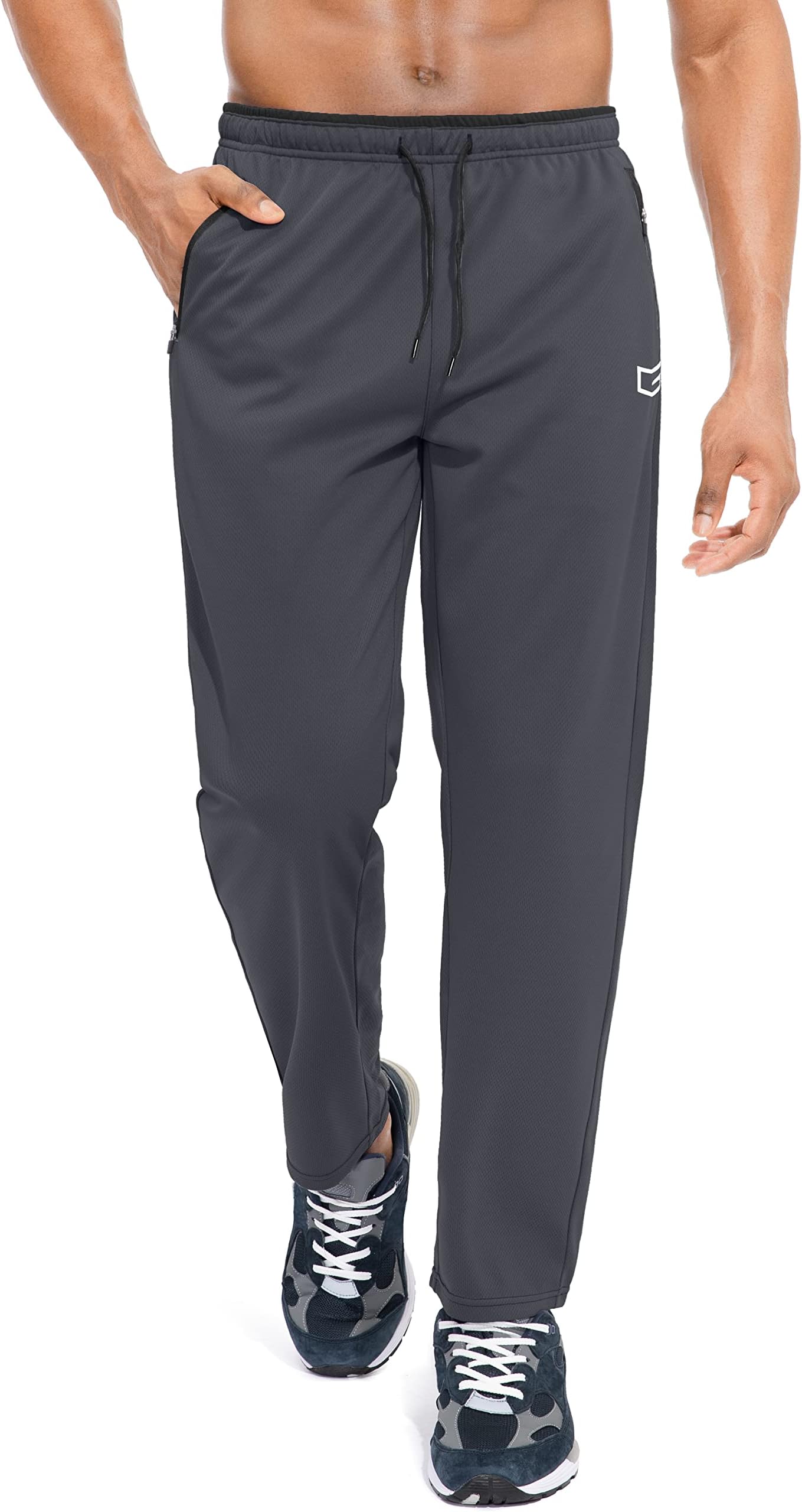 G GradualMen's Sweatpants with Zipper Pockets Open Bottom Athletic Pants for Men Workout, Jogging, Running, Lounge