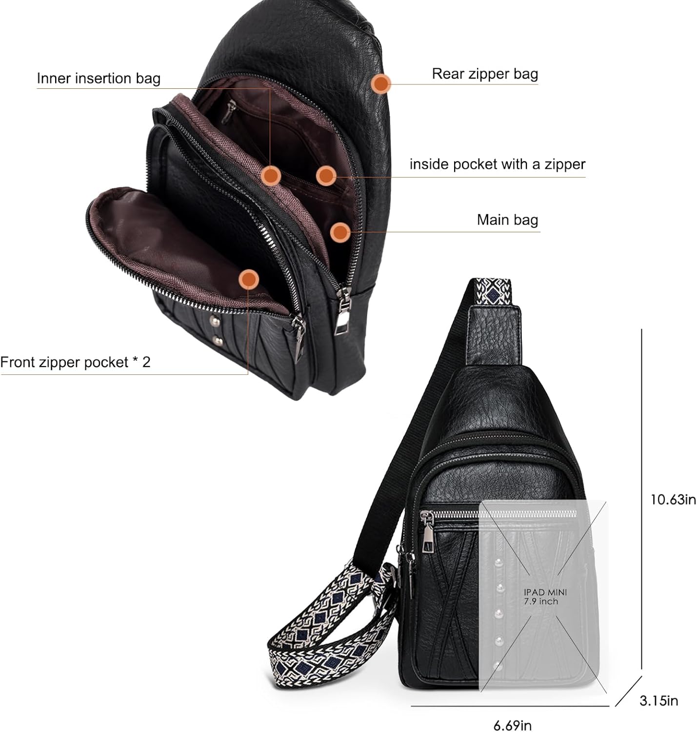 Relang Sling Bag for Women Crossbody, Leather Cross Body Fanny Packs for Women, Trendy Chest Bag for Travel and Daily Use - Image 5