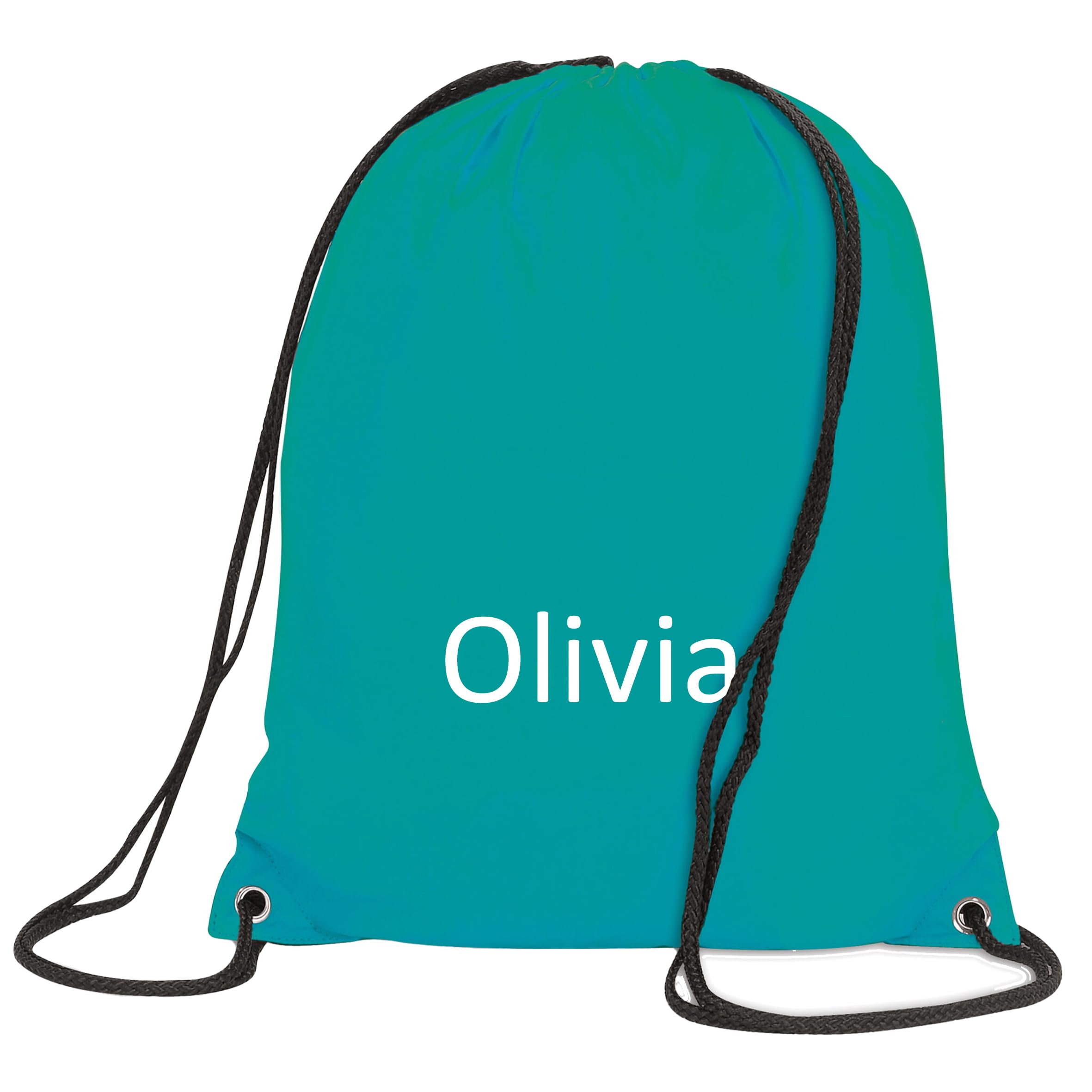 JJLC Personalised School Sports Gym PE Drawstring Bag Embroidered Name (Turquoise)