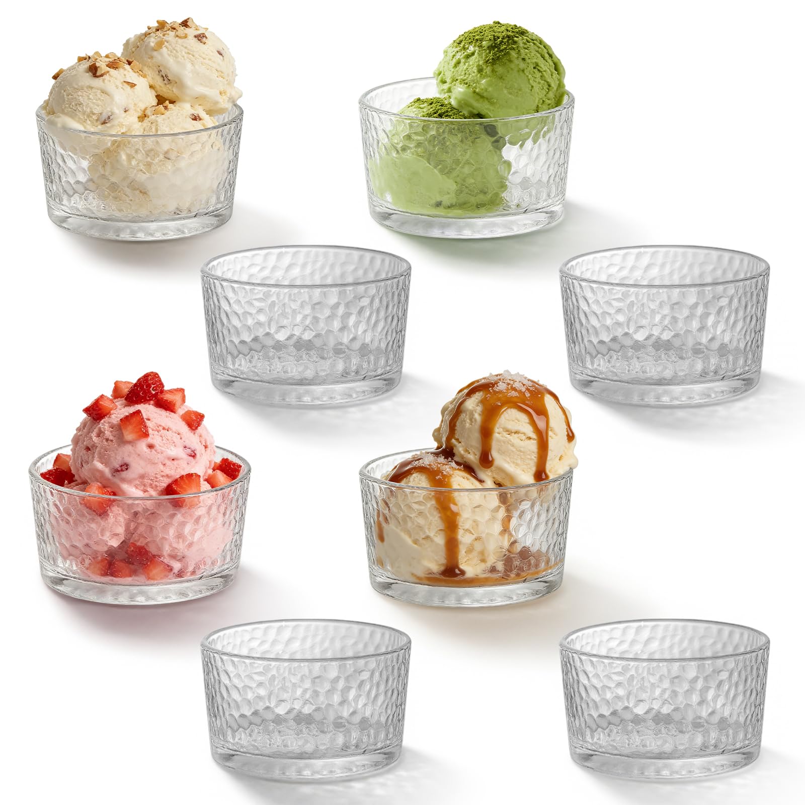 8 Stück Transparente Dessertgläser, Premium Kristall Glas Dessertschalen 200 ml, Kleine Dessertschalen aus Glas, Glass Bowls Cooking, Gläser Eisbecher für Tiramisu Joghurt-Müsli und Schichtdesserts