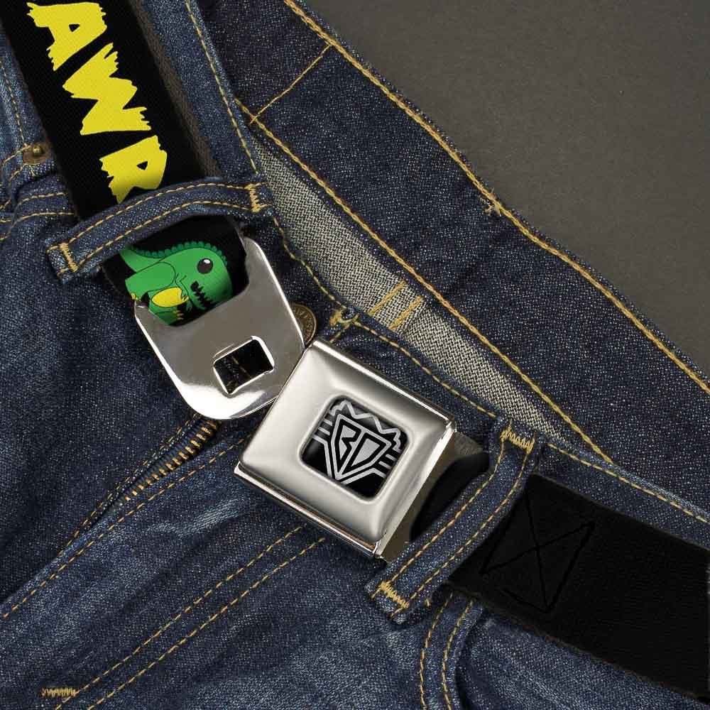 Buckle-Down RRRAWR Sicherheitsgurt Dinosaurier schwarz/grün/gelb 2,5 cm breit 50,8-91,4 cm lang